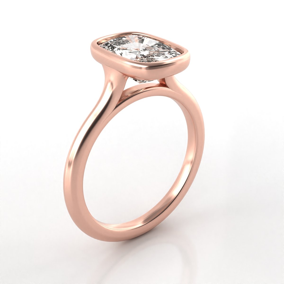 14k cushion cut bezel diamond ring