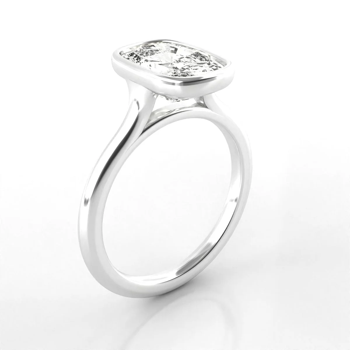 14k cushion cut bezel diamond ring