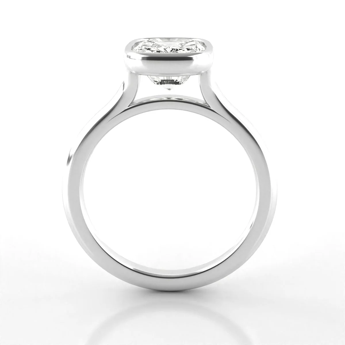 14k cushion cut bezel diamond ring