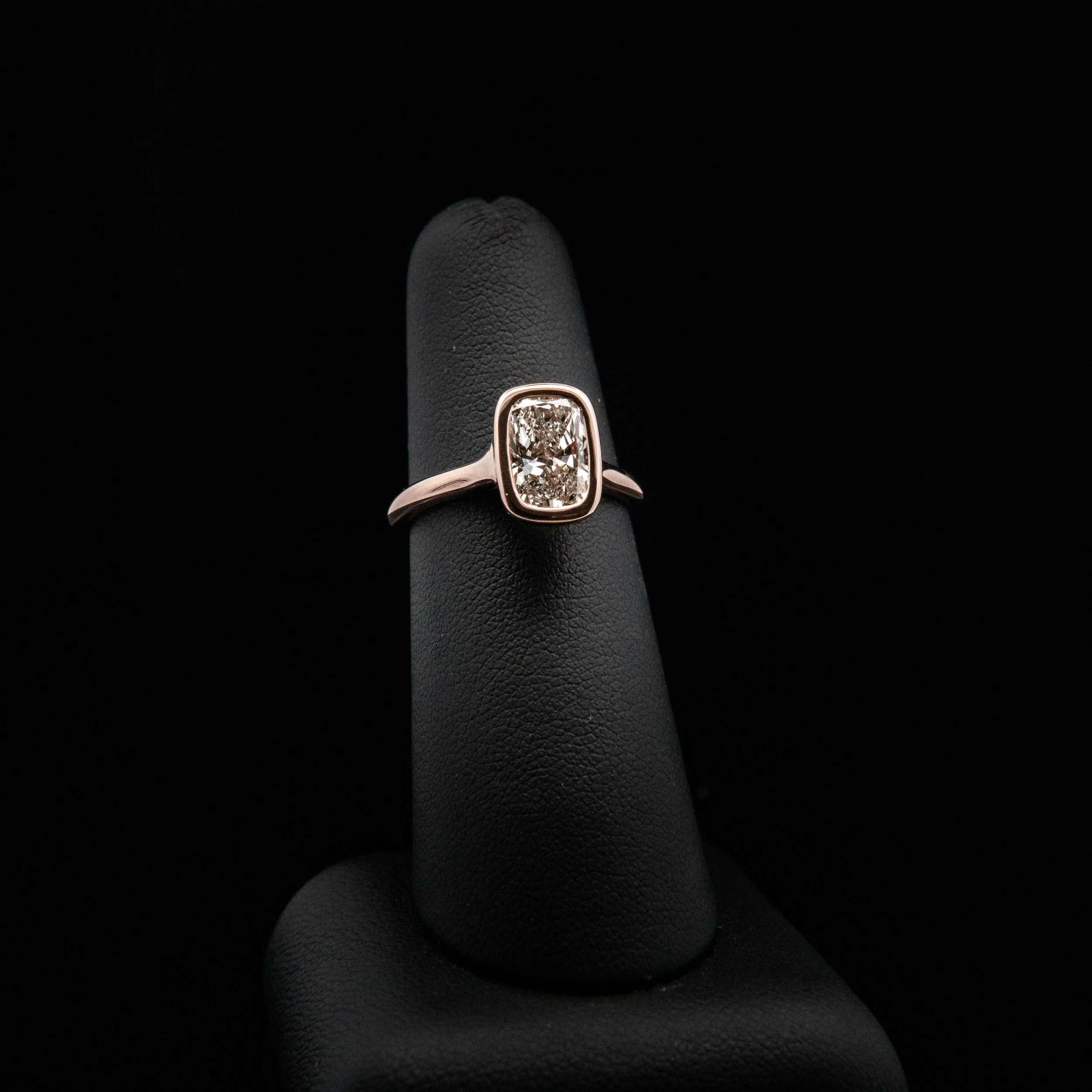 14k cushion cut bezel diamond ring