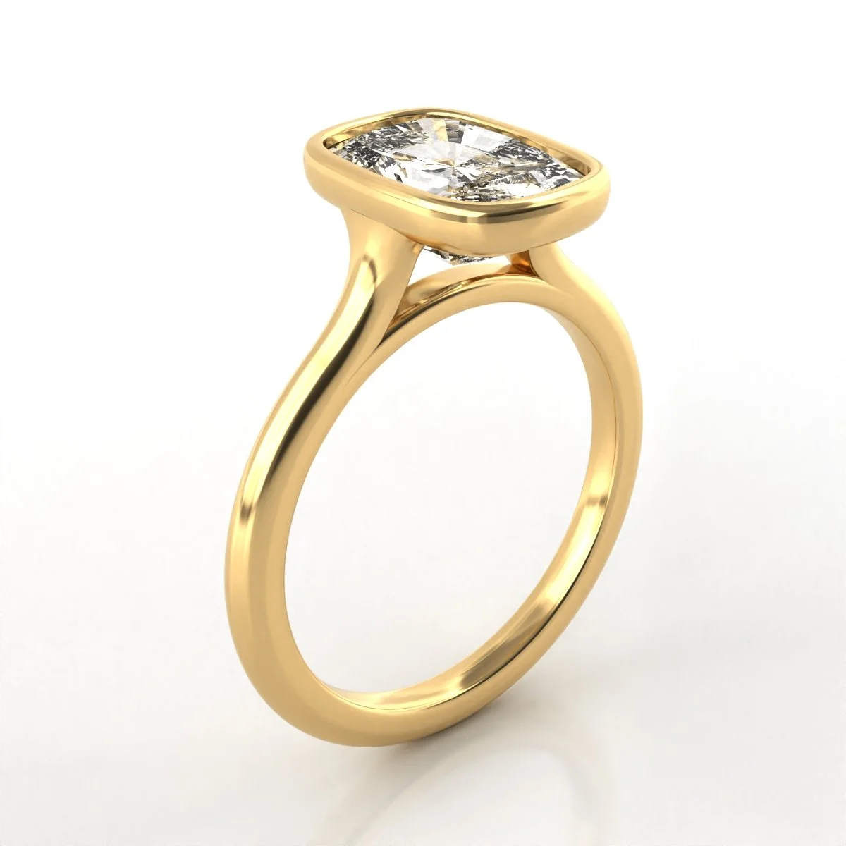 14k cushion cut bezel diamond ring