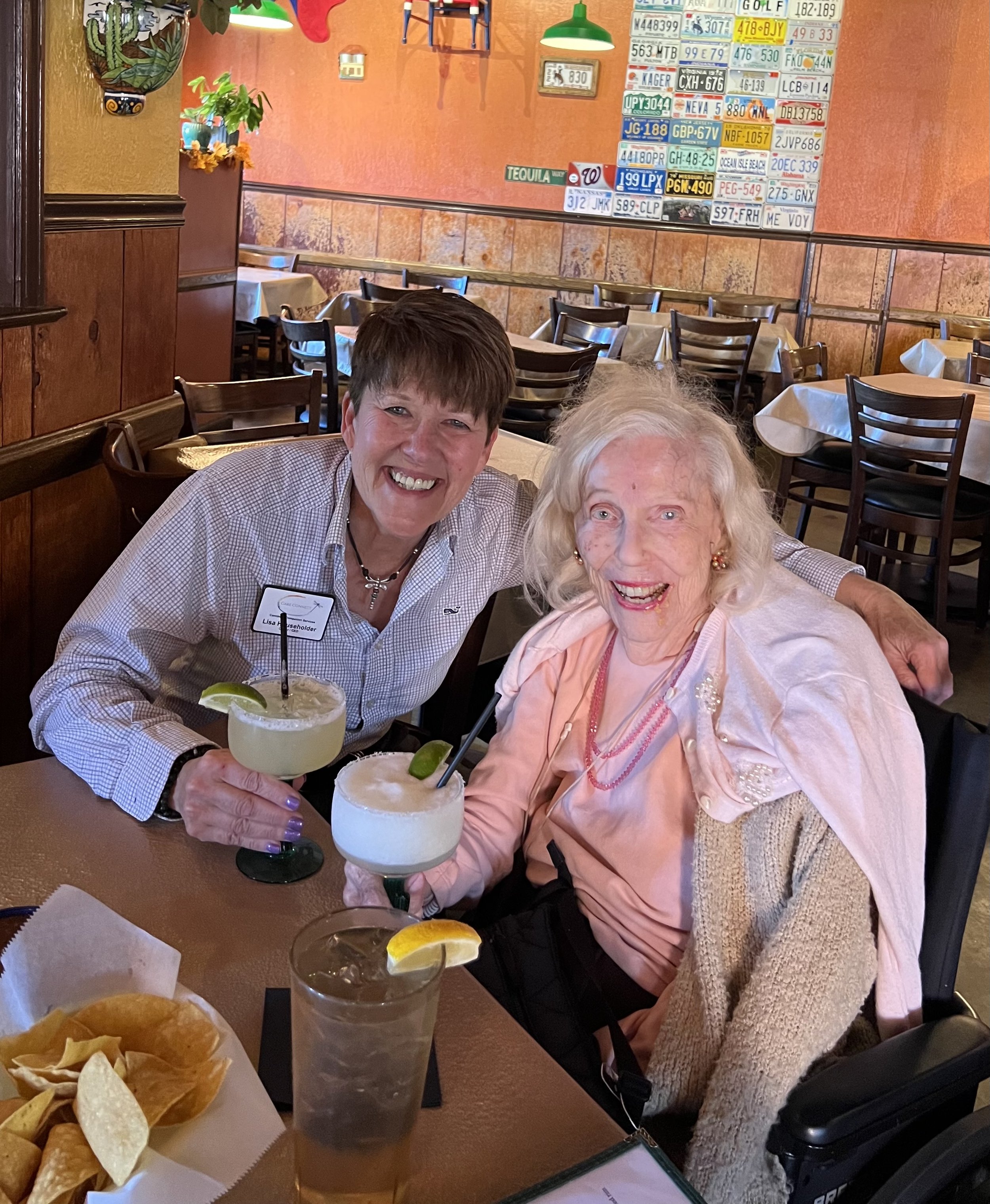 compassionate care. our clients become our friend. Enjoying a glass of  margarita together!