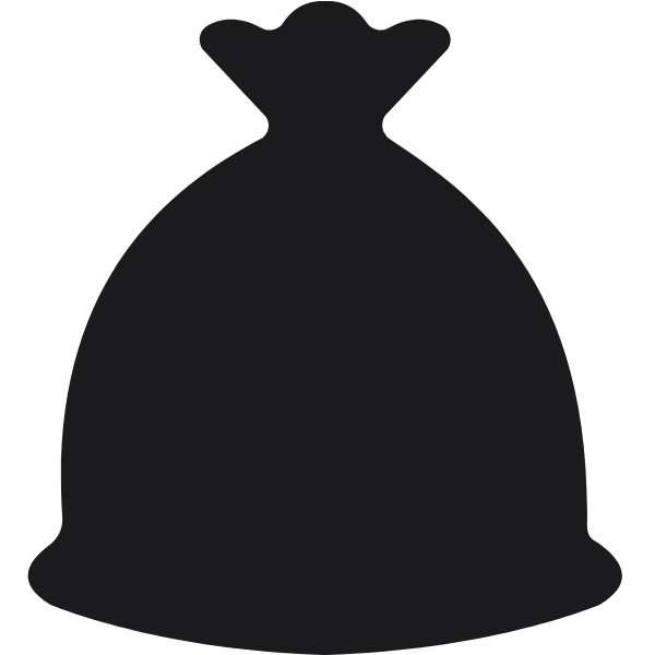 Silhouette of a tied-up money bag.