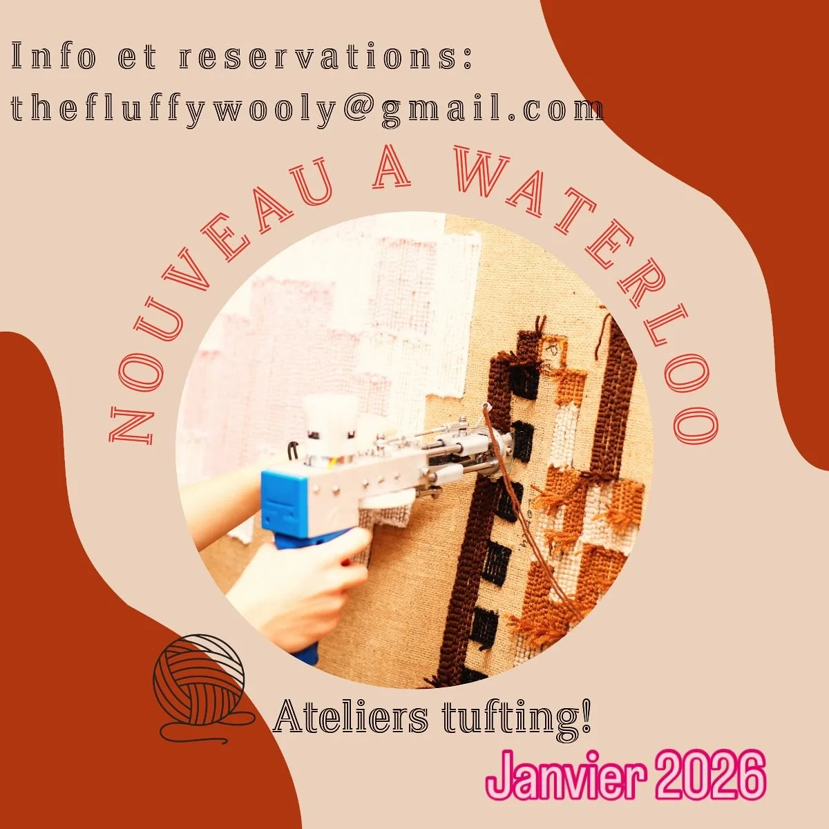 🌟🌟Nouveau &agrave; Waterloo 🌟🌟

🧶🧶D&eacute;couvre le tufting : cr&eacute;e ton propre tapis

🌟🌟

Tu as envie de d&eacute;couvrir une activit&eacute; cr&eacute;ative originale, accessible &agrave; tous et qui sort de l&rsquo;ordinaire? Le tuft