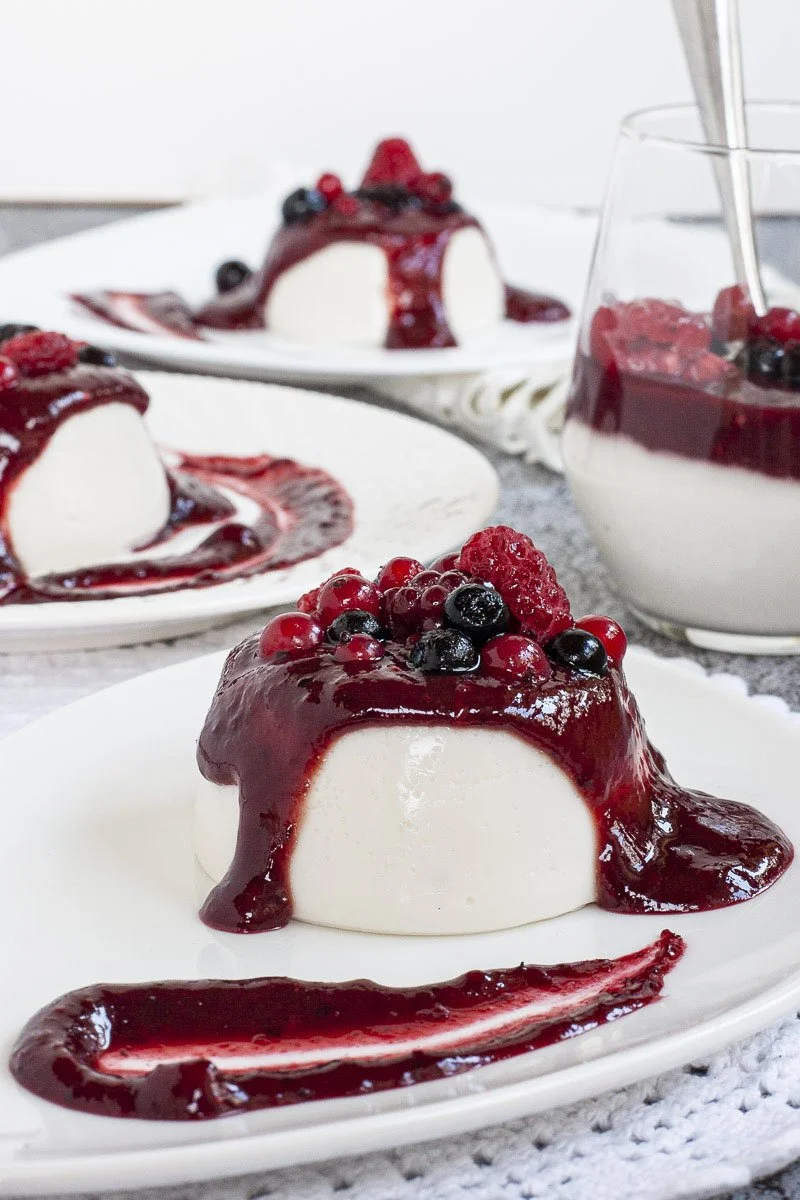 Italian Panna Cotta with Red Berry Sauce