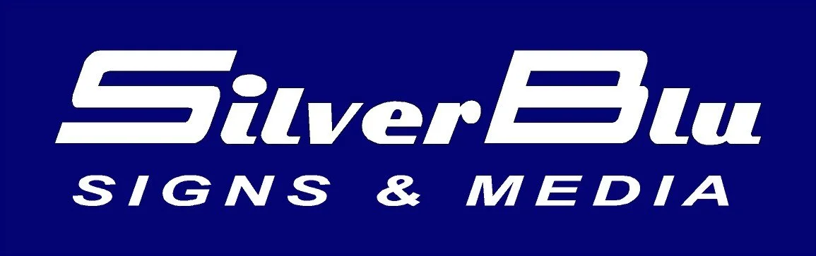 SilverBlu Signs & Media logo on blue background
