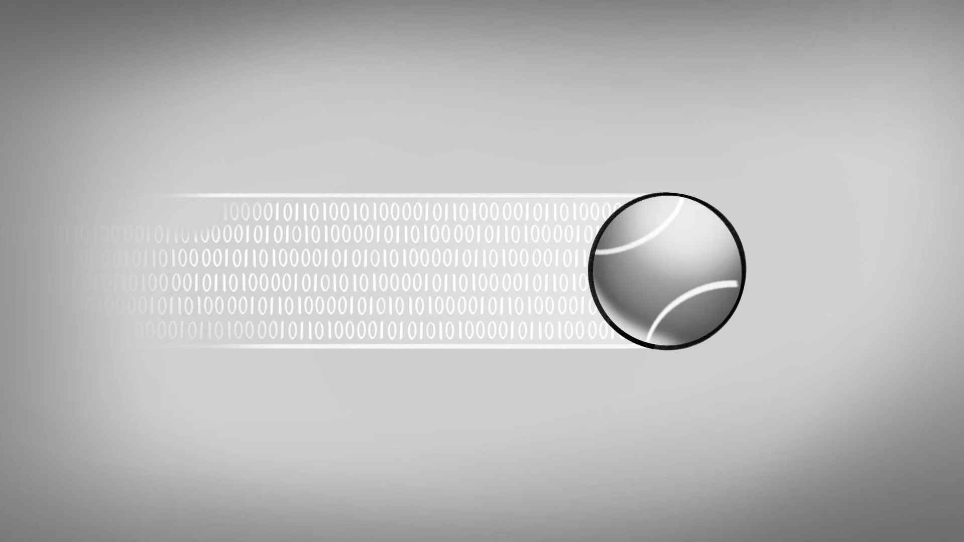 Abstract digital illustration featuring binary code flowing into a magnifying glass that enlarges part of the code.