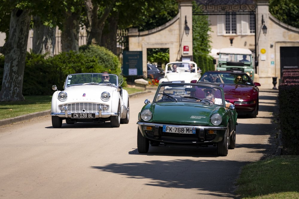 Classic car on a country road