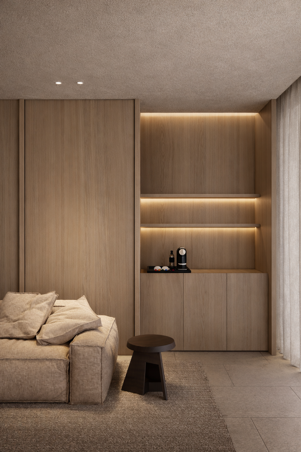 Bureau Destadsbader interior architecture high-end office design, wood panels and coffee corner
