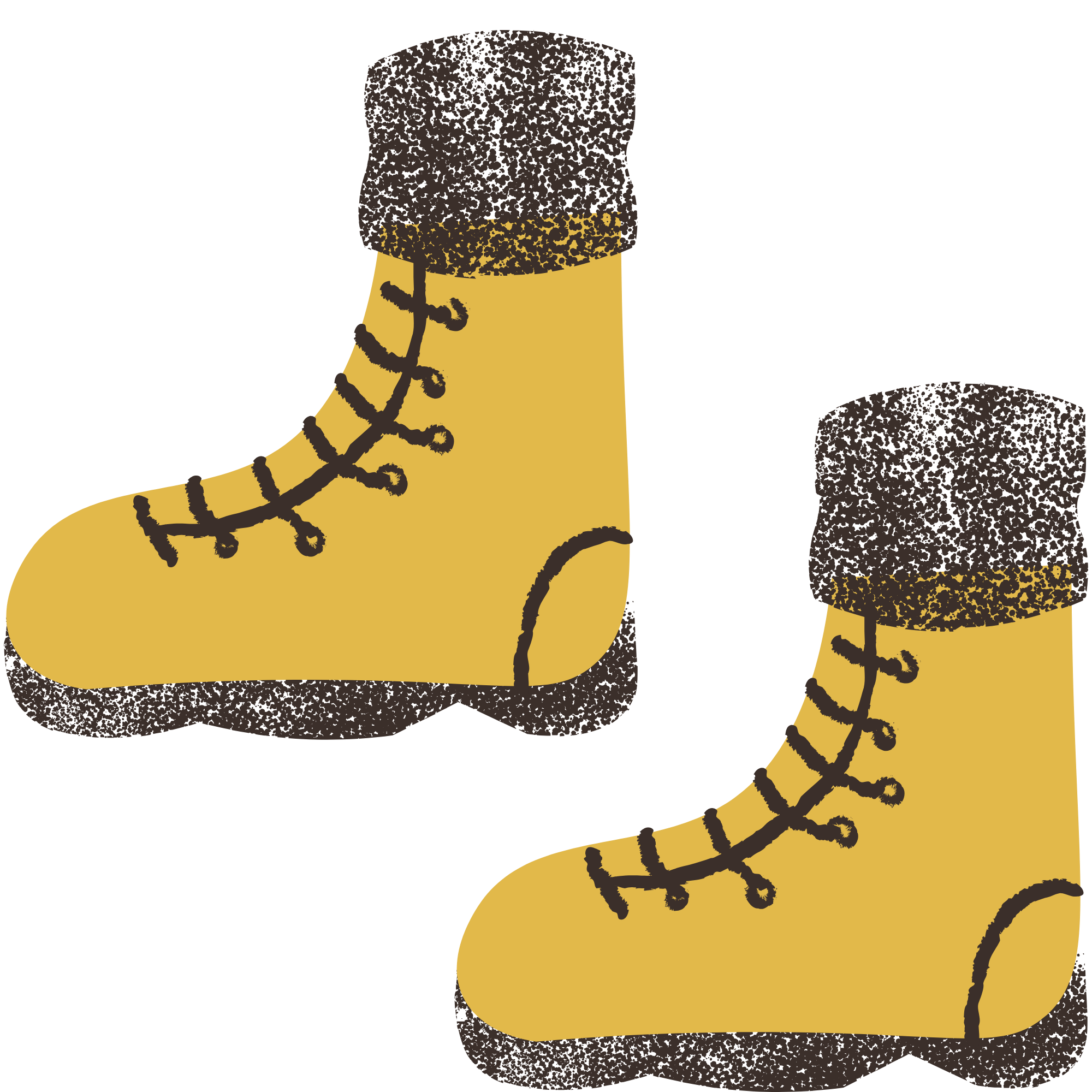 Illustration of a pair of yellow and black work boots.