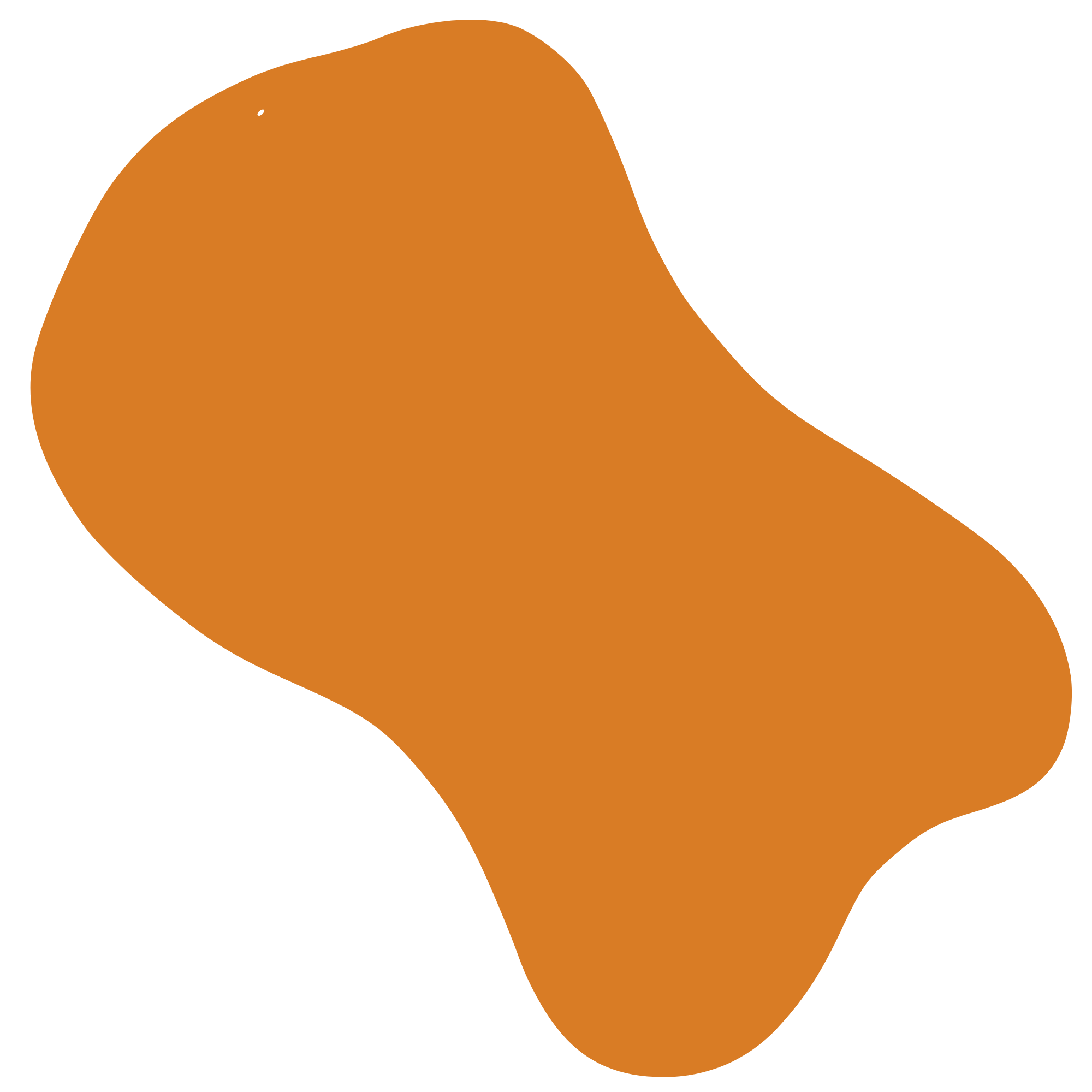 A large, irregularly shaped orange blob on a black background.