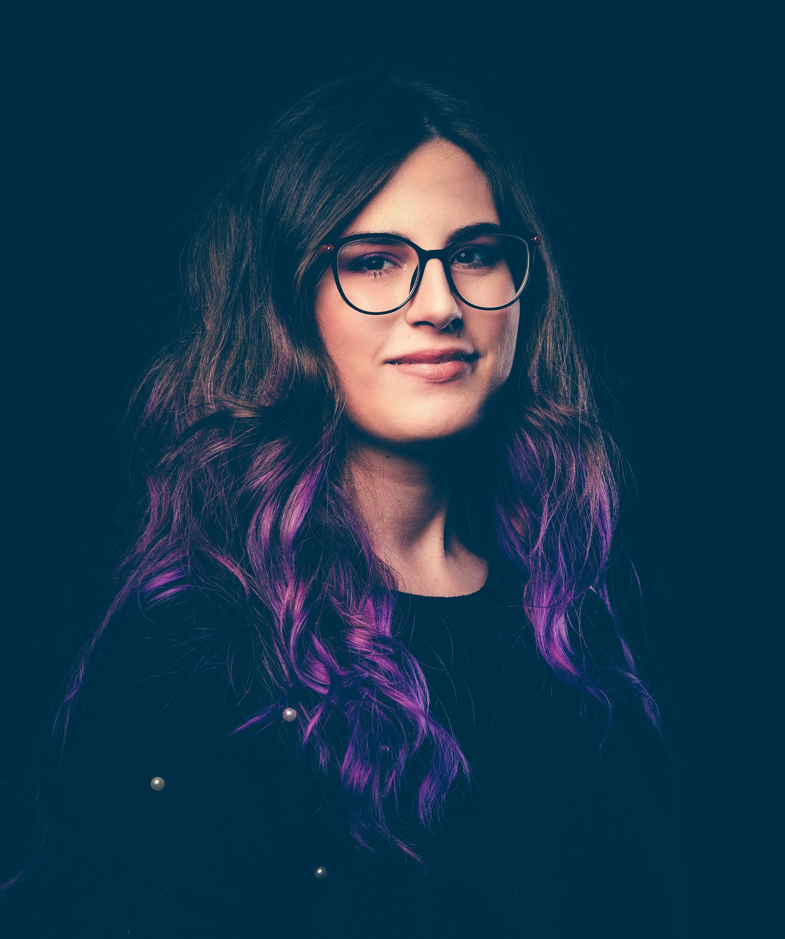 Creative Headshot with Glasses - Purple Hair Branding
