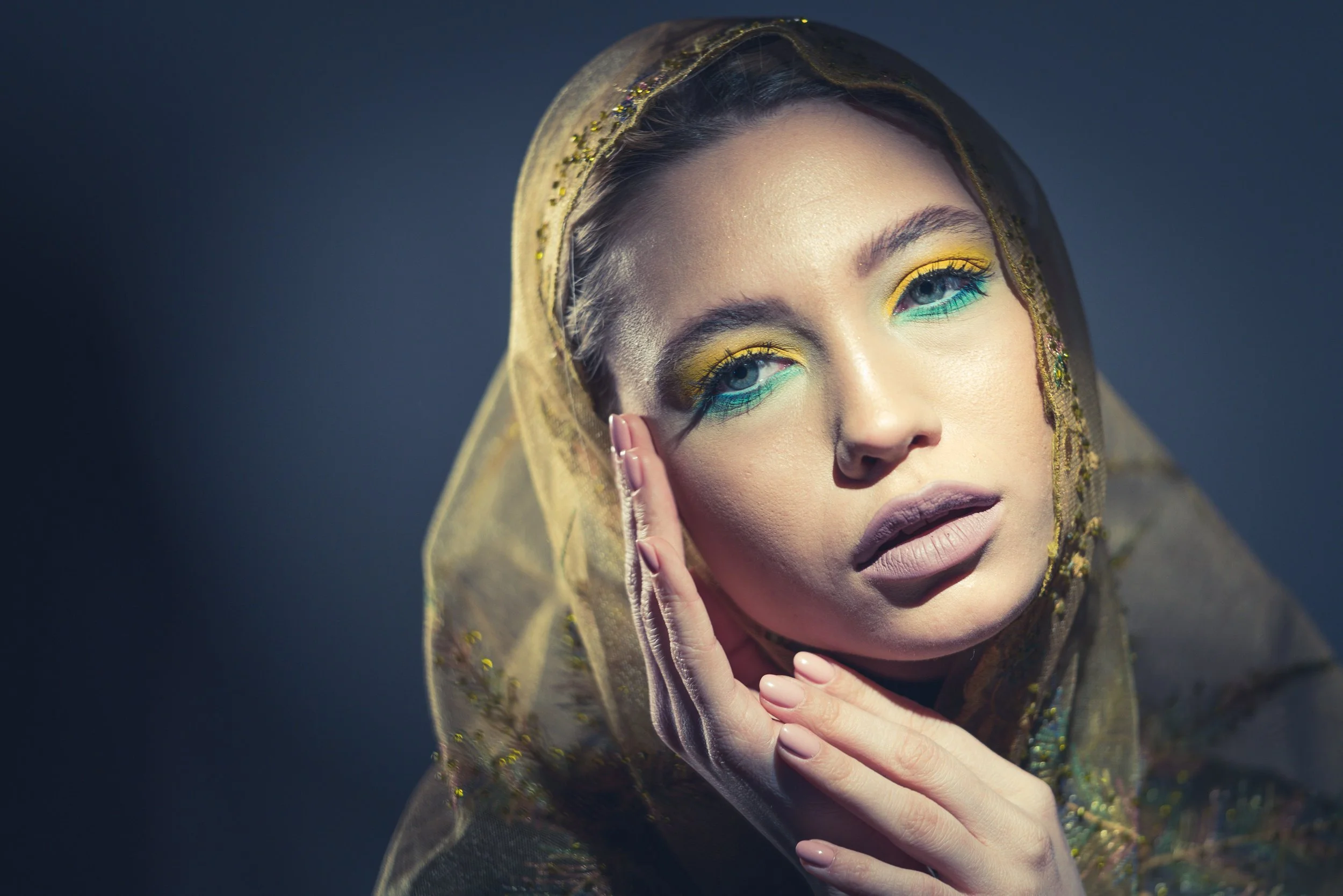 Cultural Cinematic Portrait - Gold Veil Styling