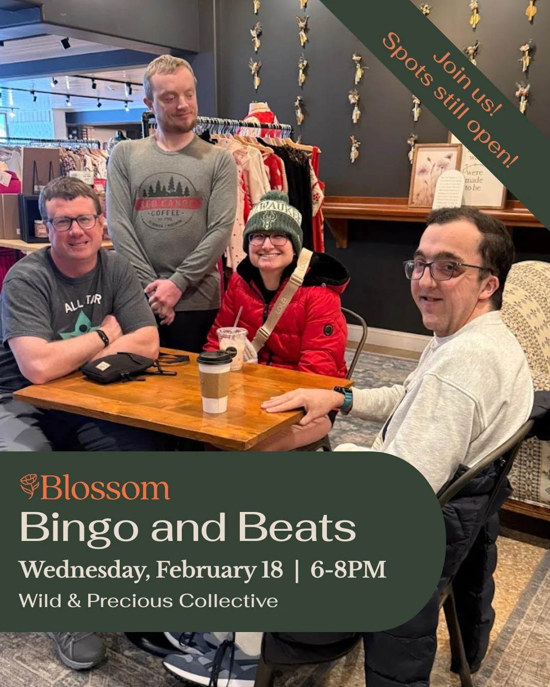Join us for Bingo &amp; Beats at Wild &amp; Precious Collective in downtown Cedarburg Wednesday 2/18 at 6pm! This fun, inclusive event blends music, friendly competition, and conversation in a cozy caf&eacute; setting.

How it works:
💛 Participants 