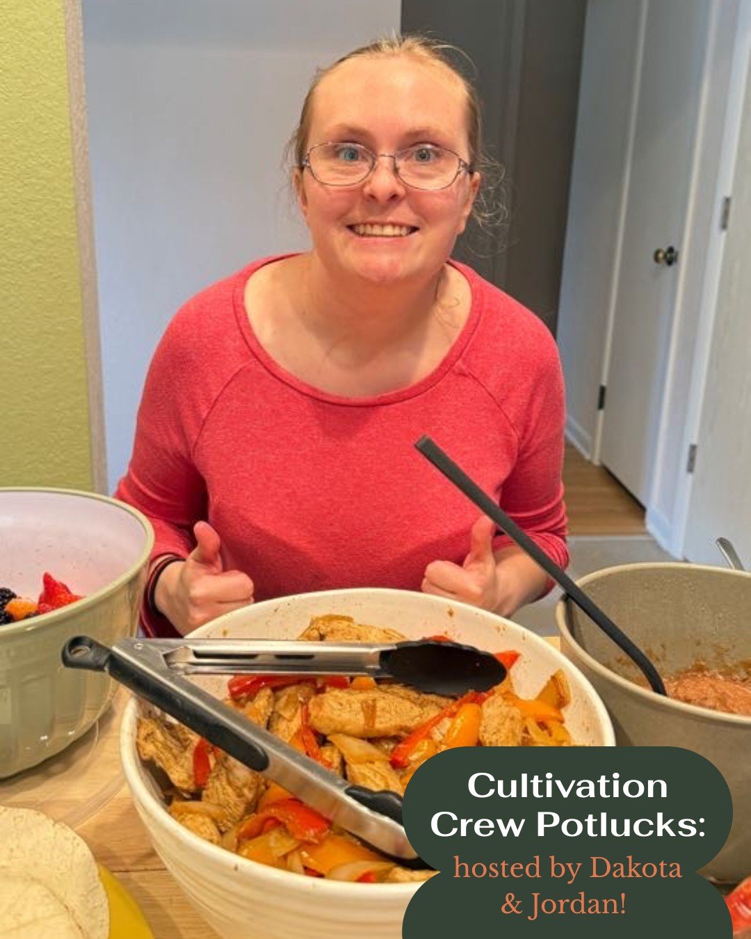 Jordan and Dakota each welcomed the community in for their own Cultivation Crew potluck, planning menus, preparing recipes, and sharing meals they made themselves from start to finish 🍽️

These gatherings are about more than food; they&rsquo;re abou
