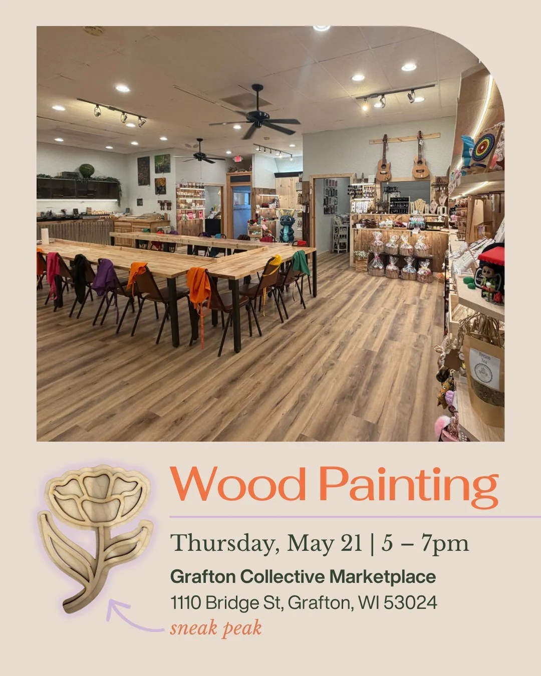 Join us for a hands-on workshop creating your own Blossom flower 🌸

Inspired by our new logo, you&rsquo;ll design and craft a piece using paint, resin, wood, and glass, no two will be the same.

📅 Thursday, May 21
⏰ 5&ndash;7 PM
📍 Grafton Collecti