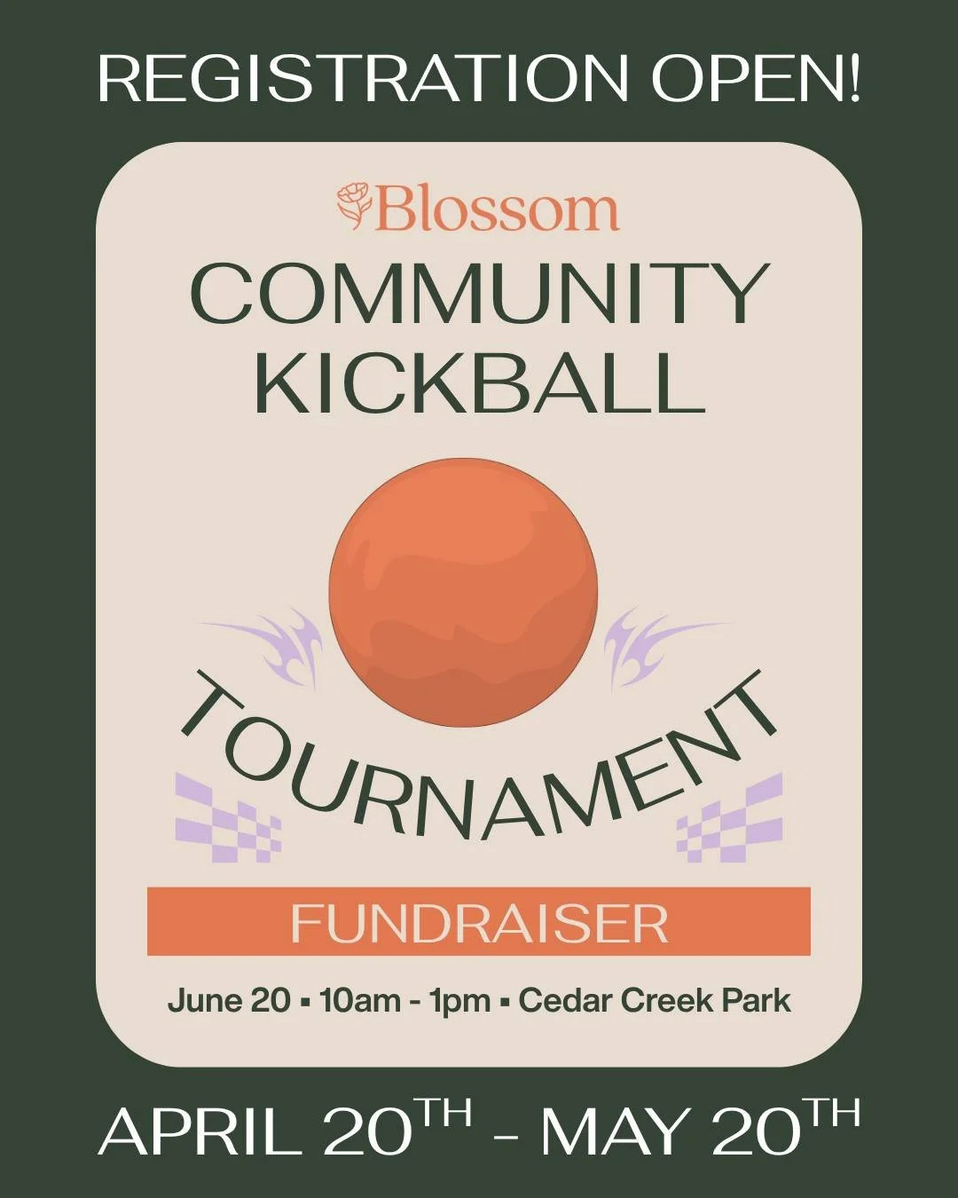 Registration closing soon! ⚽️

Join us June 20 for Blossom&rsquo;s Community Kickball Tournament Fundraiser, a day set aside for connection, play, and supporting adults with IDD in living fuller, more connected lives.

Expect guaranteed games, a litt