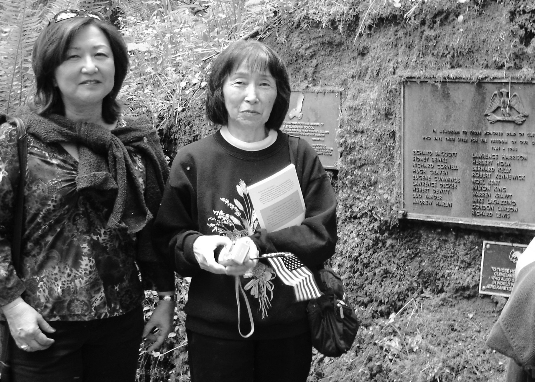 Wendy with Auntie Pat (Yosh’s youngest sister) at the Cleveland High School Memorial Forest. May 25, 2007.