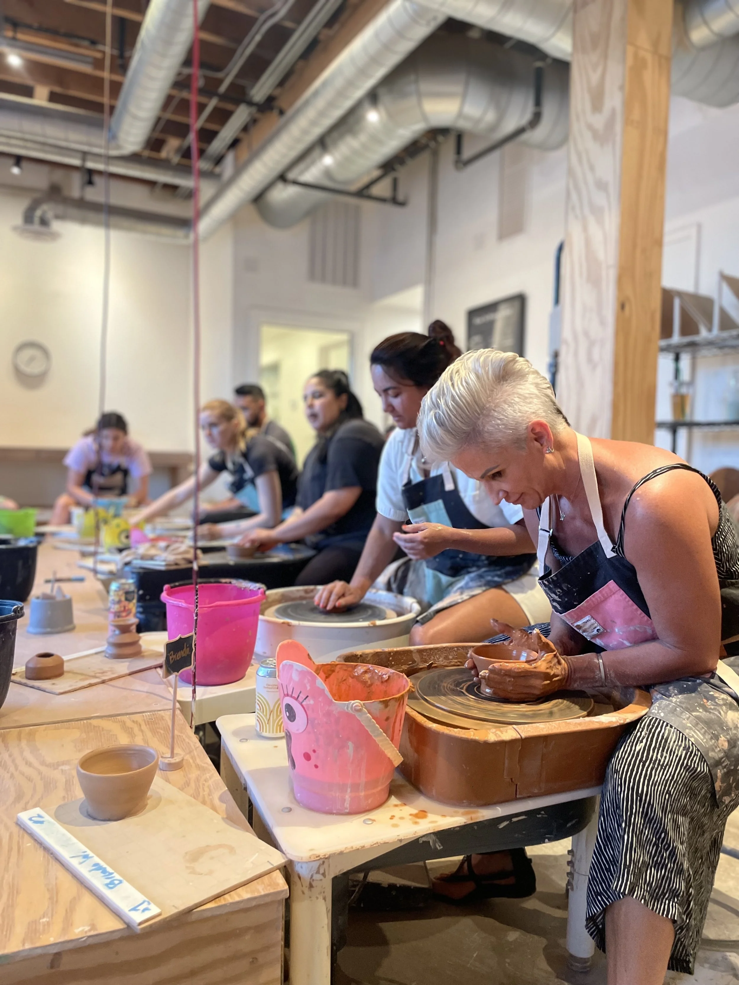 Wheel throwing class at PIP Coffee and Clay