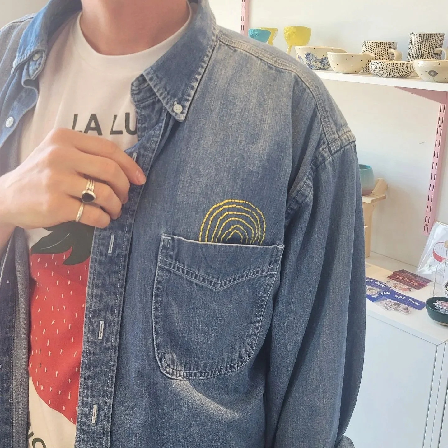 Embroidered shirt above pocket