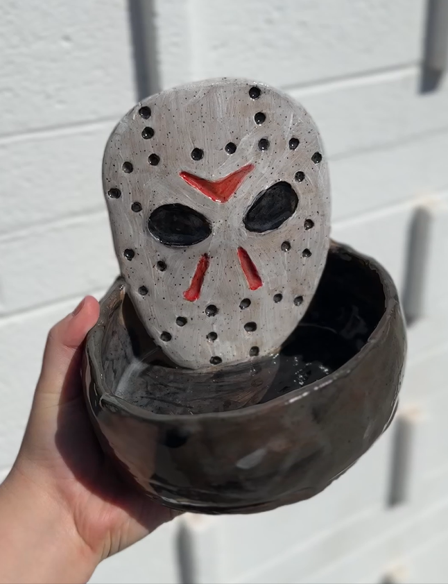 Jason mask pottery bowl