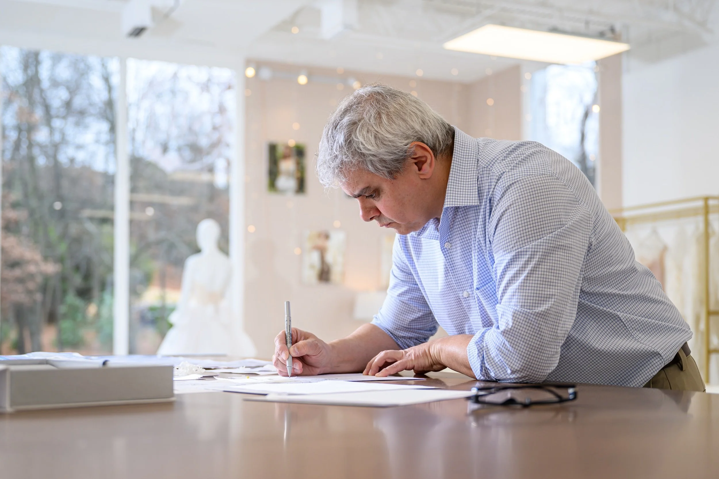 Couture bridal design process by Mykola Vyshyvanyuk in Birmingham
