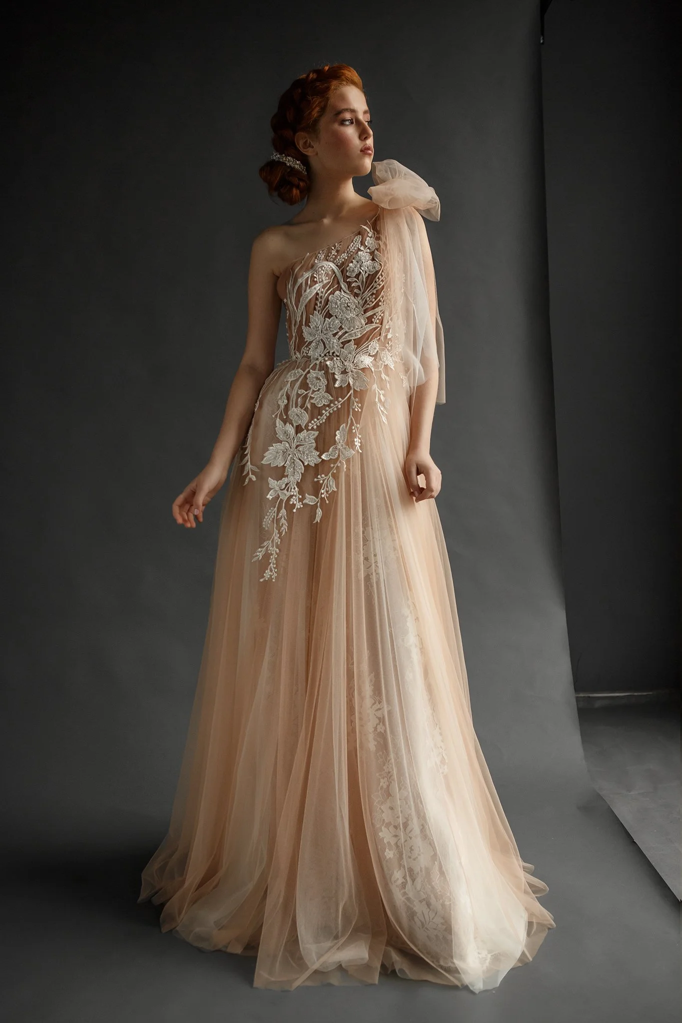 Blush Floral Evening Gown
