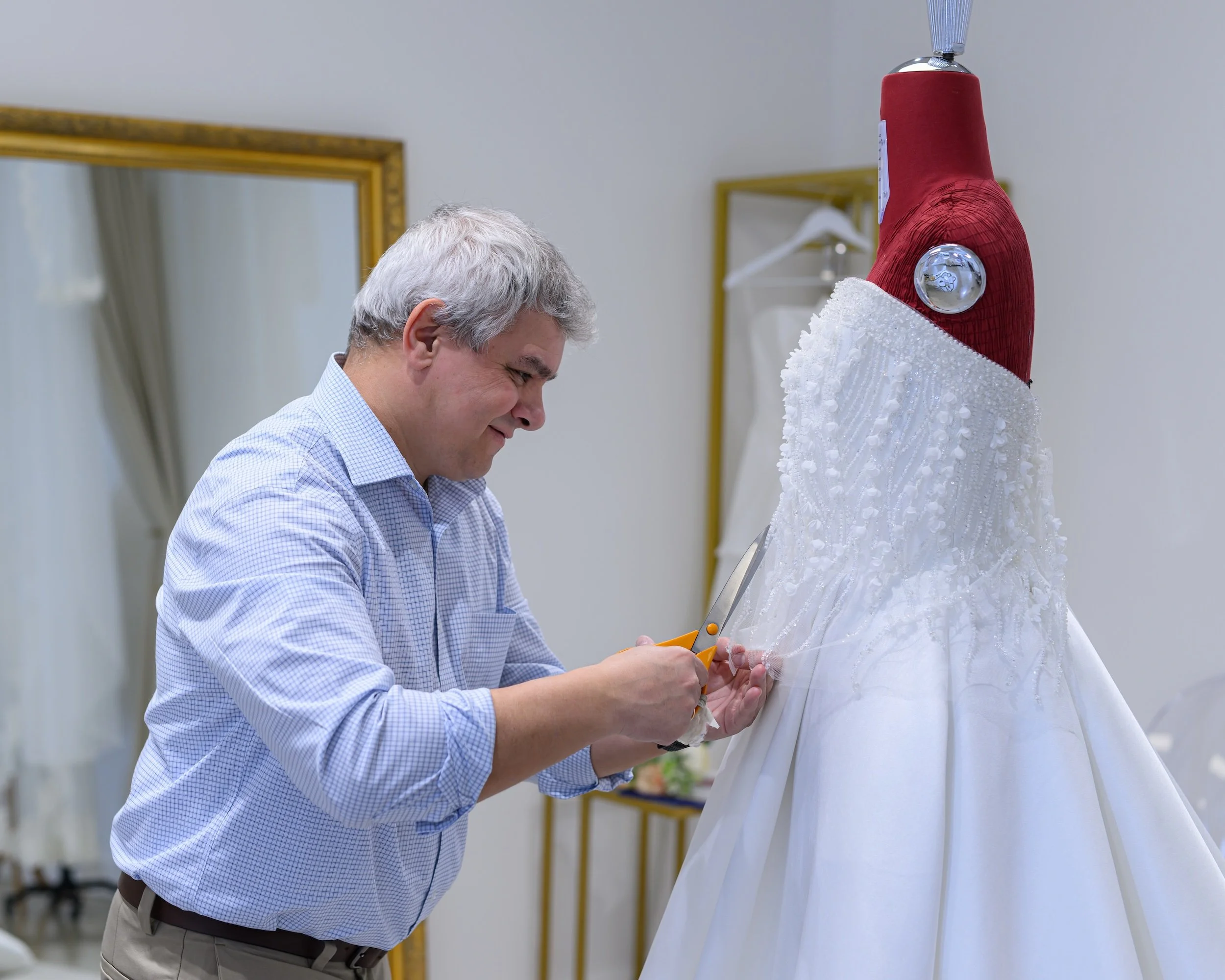 Custom wedding dress fitting process at NiEl Bridal Atelier Birmingham