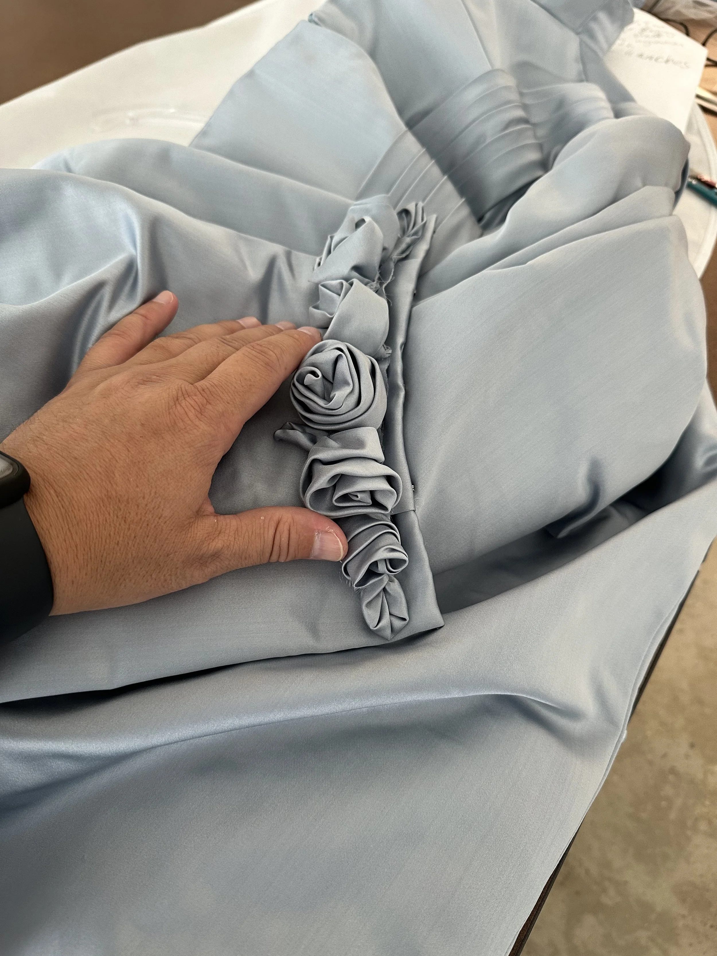 Couture craftsmanship by NiEl’ Bridal Atelier in Birmingham, Alabama — hand-finished bridal gown detail