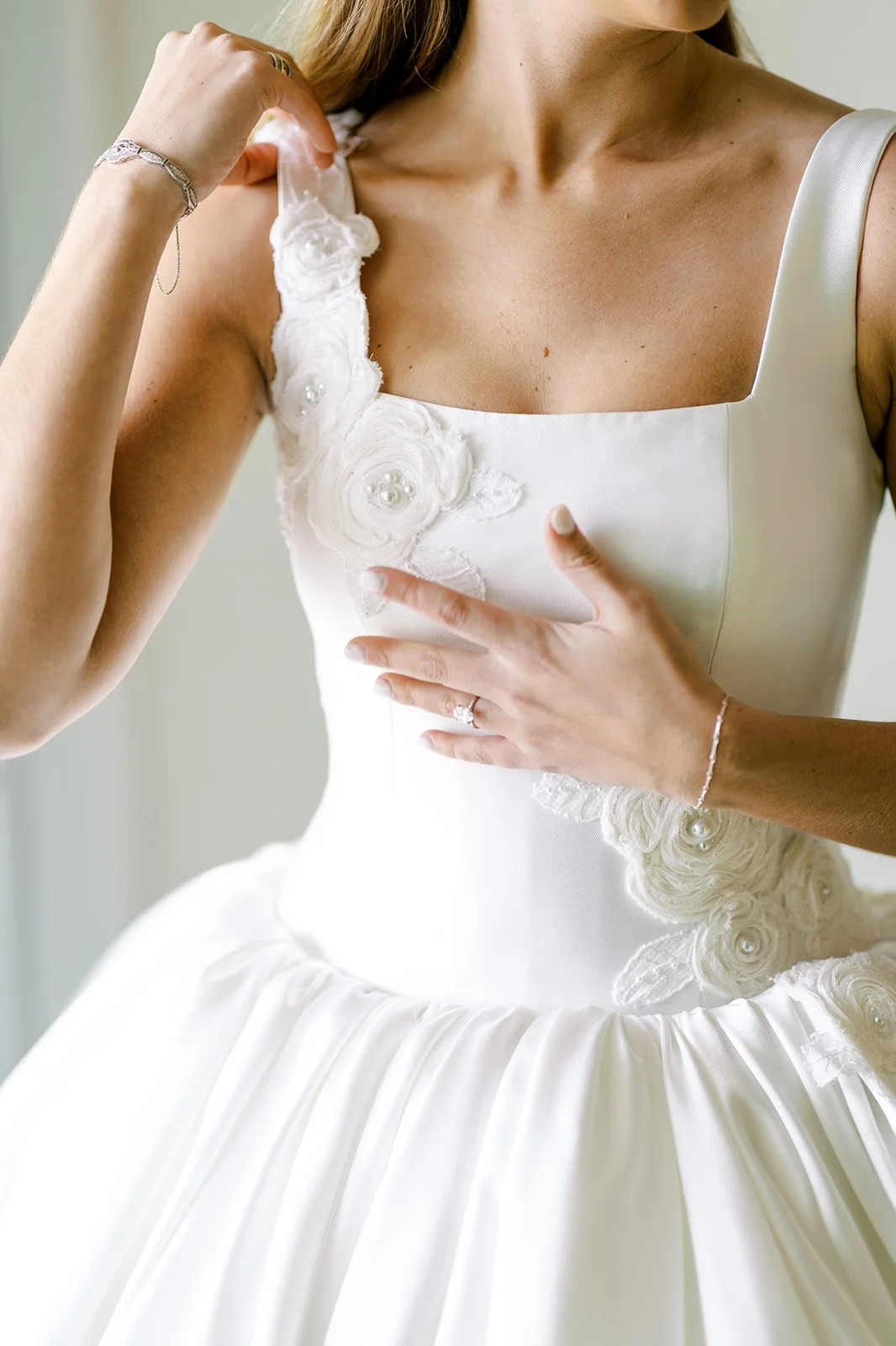 Anne’s wedding gown — a bespoke creation where craftsmanship meets love, made especially for her unforgettable day.