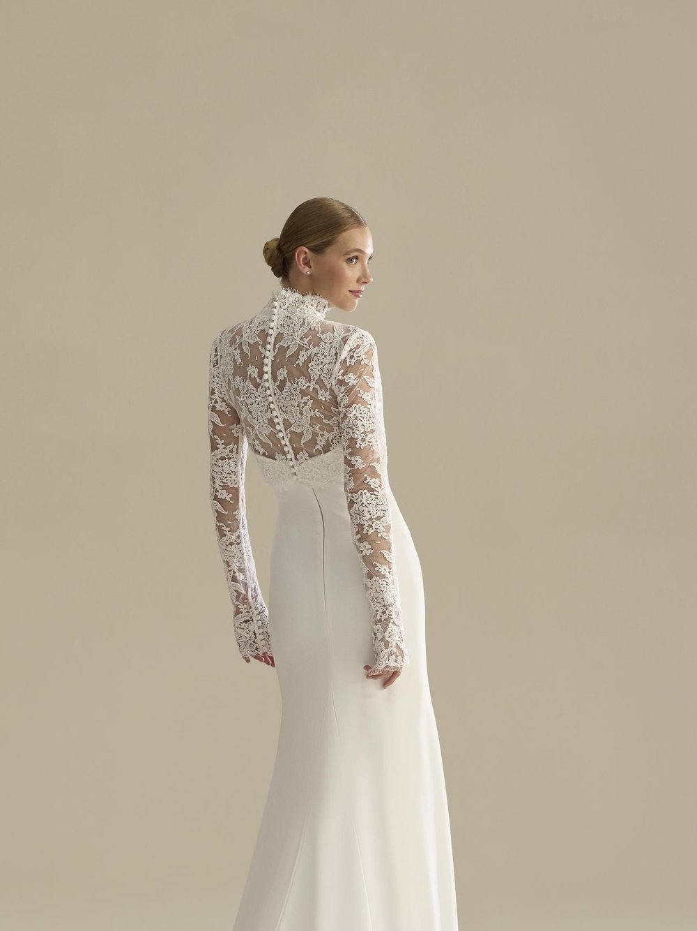 pronovias high neck lace wedding dress LEITH