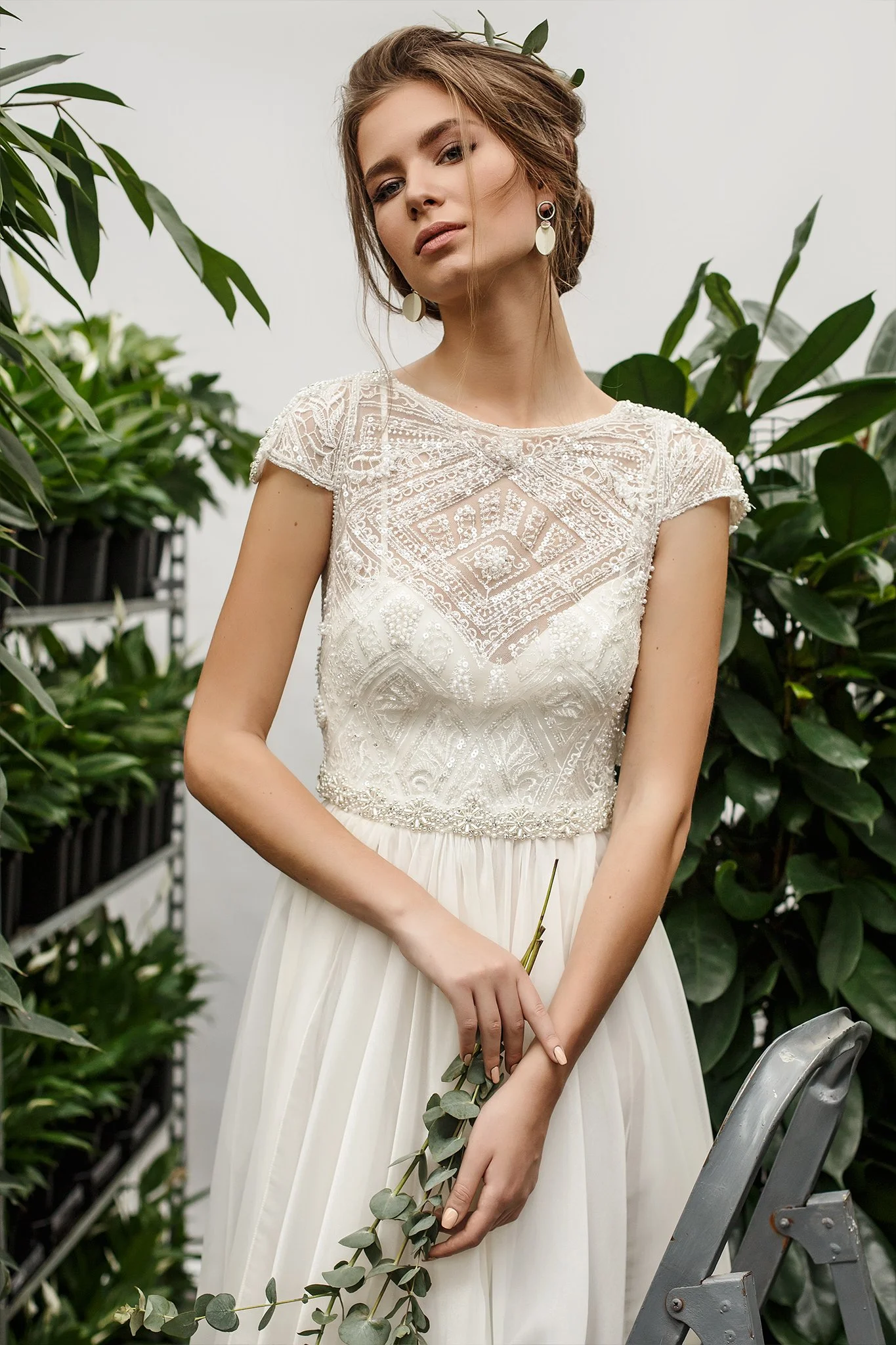 Cap-Sleeve Lace Bridal Gown