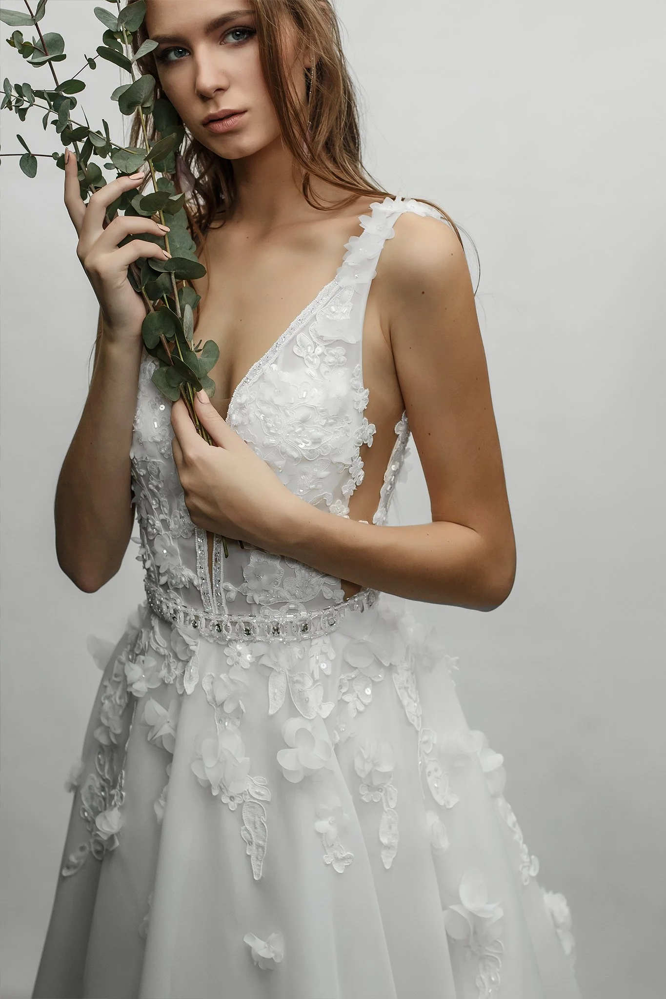 Delicate Floral Appliqué Gown