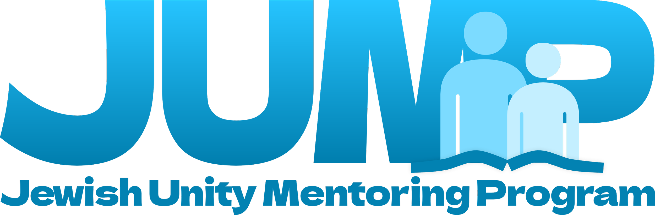 Sticker that says 'JUM,' with a logo of two stylized human figures with a sun and water elements, and text that reads 'Jewish Unity Mentoring Program.'