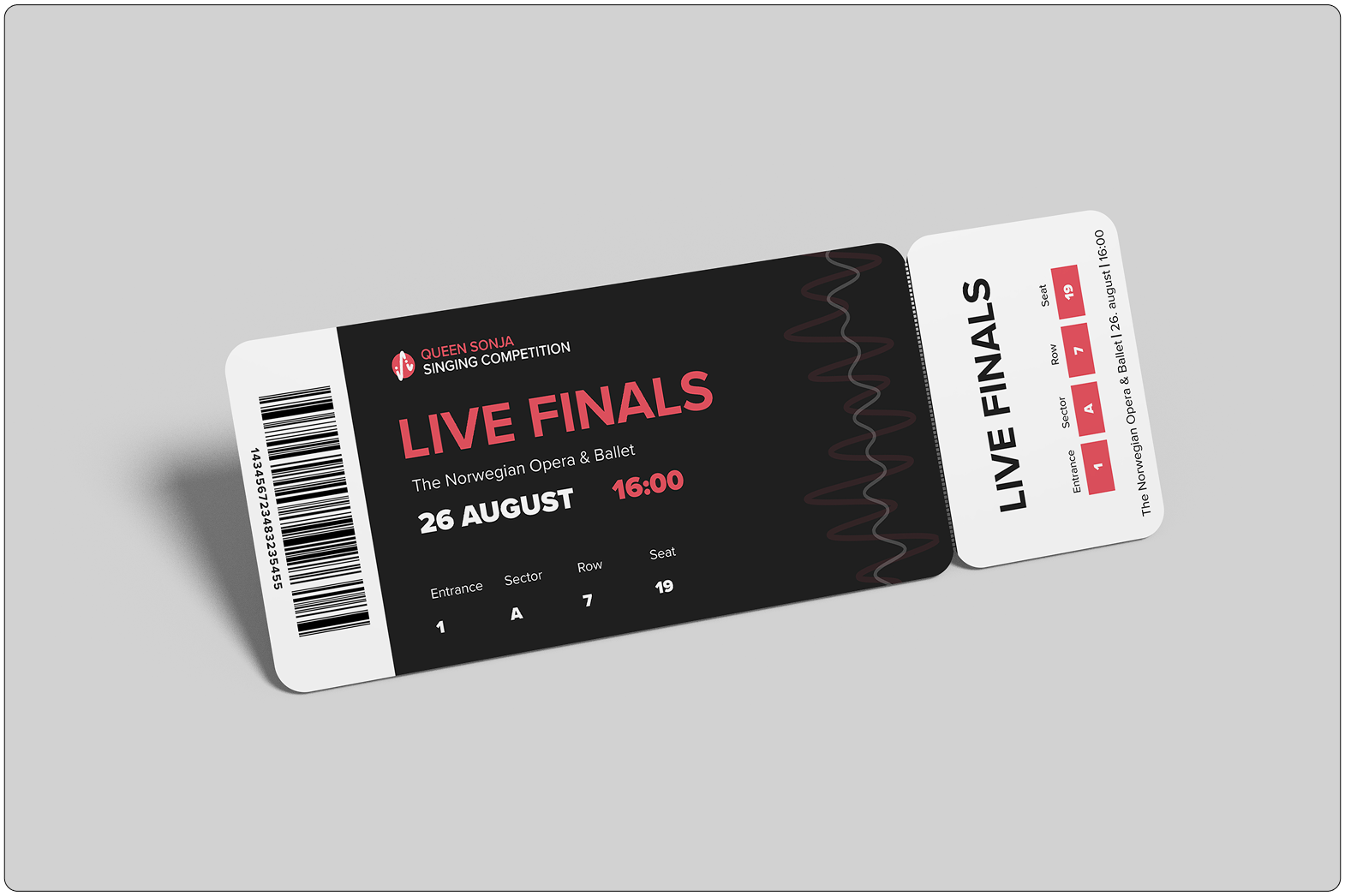 Custom event ticket design, made for the audience who attend the competition