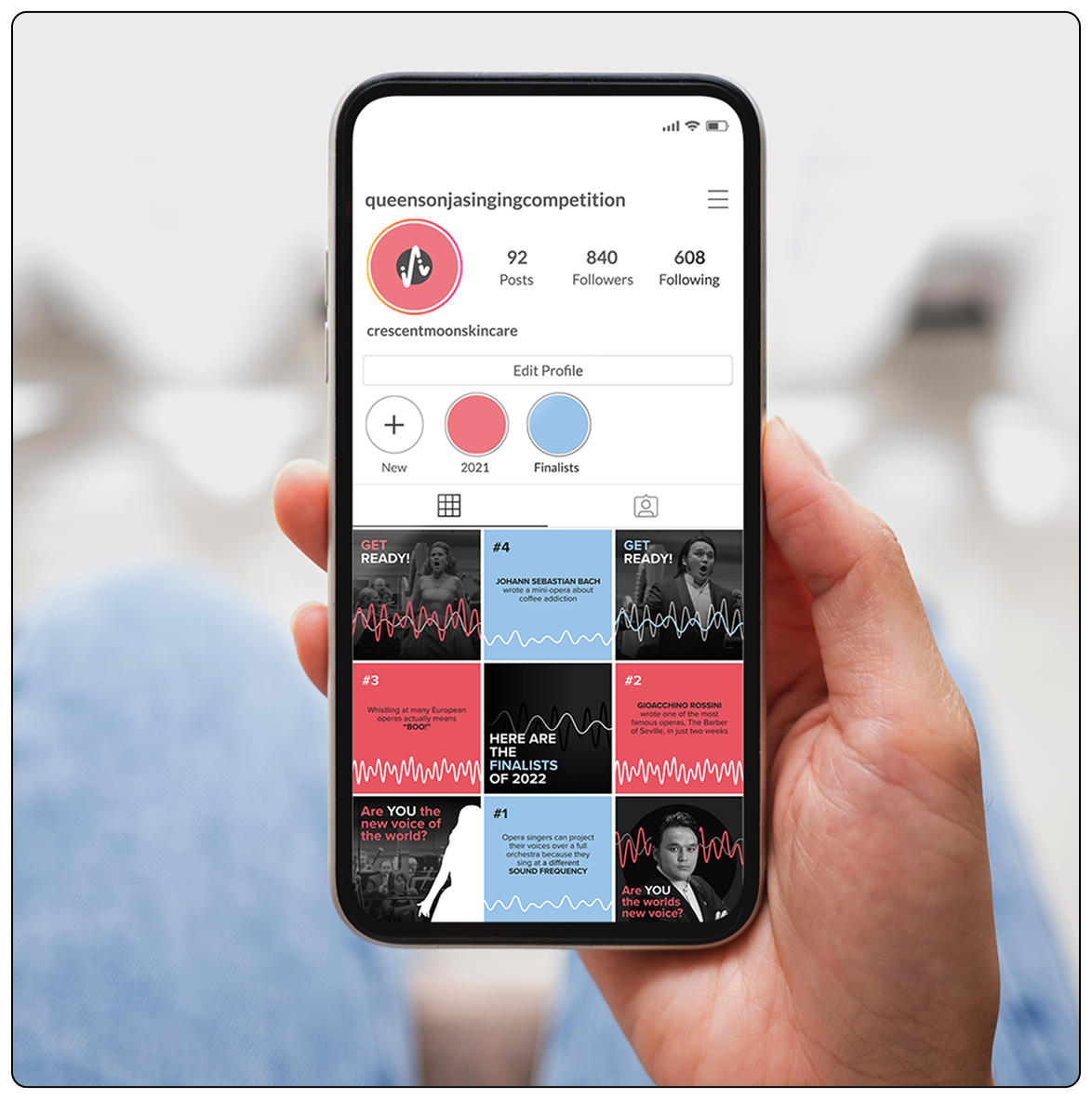 Mockup of the competitions Instagram page