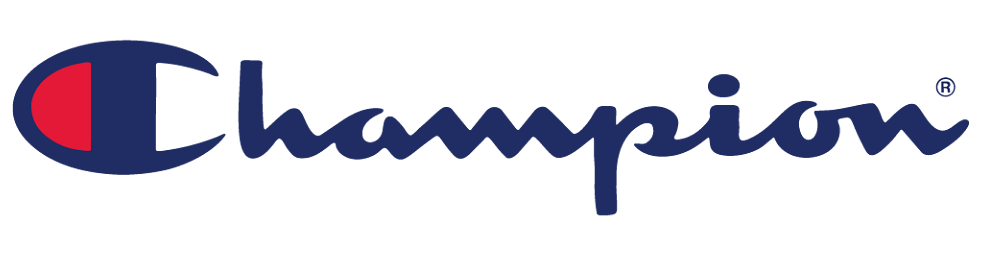 Champion logo with a stylized 'C' in red and blue, followed by the word 'Champion' in dark blue script.