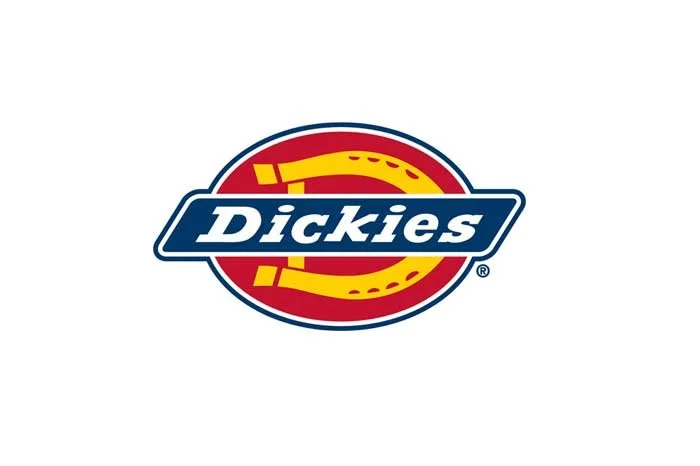 Dickies logo with a red, yellow, and blue design.