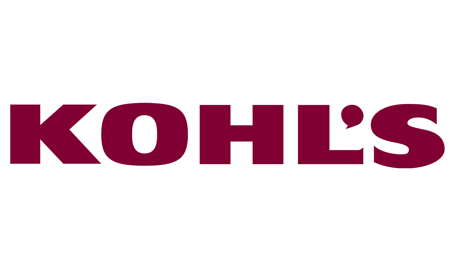 Kohl's logo in dark red font on a black background.