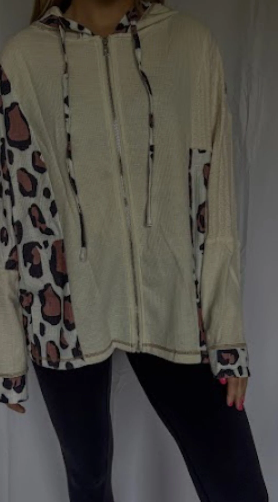 Leapord Patchwork Zip Up