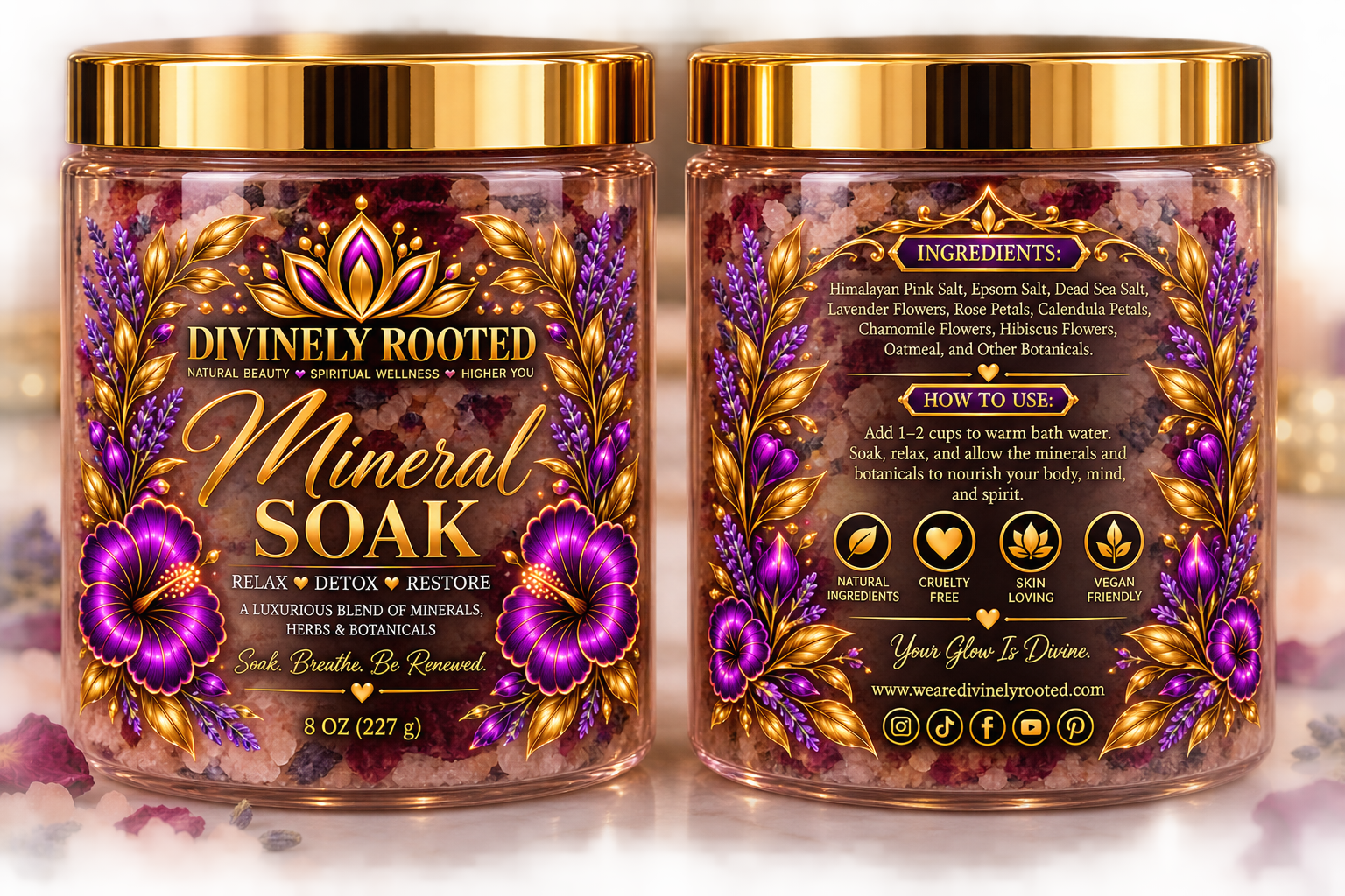 Divinely Rooted Sacred Rose Mineral Soak