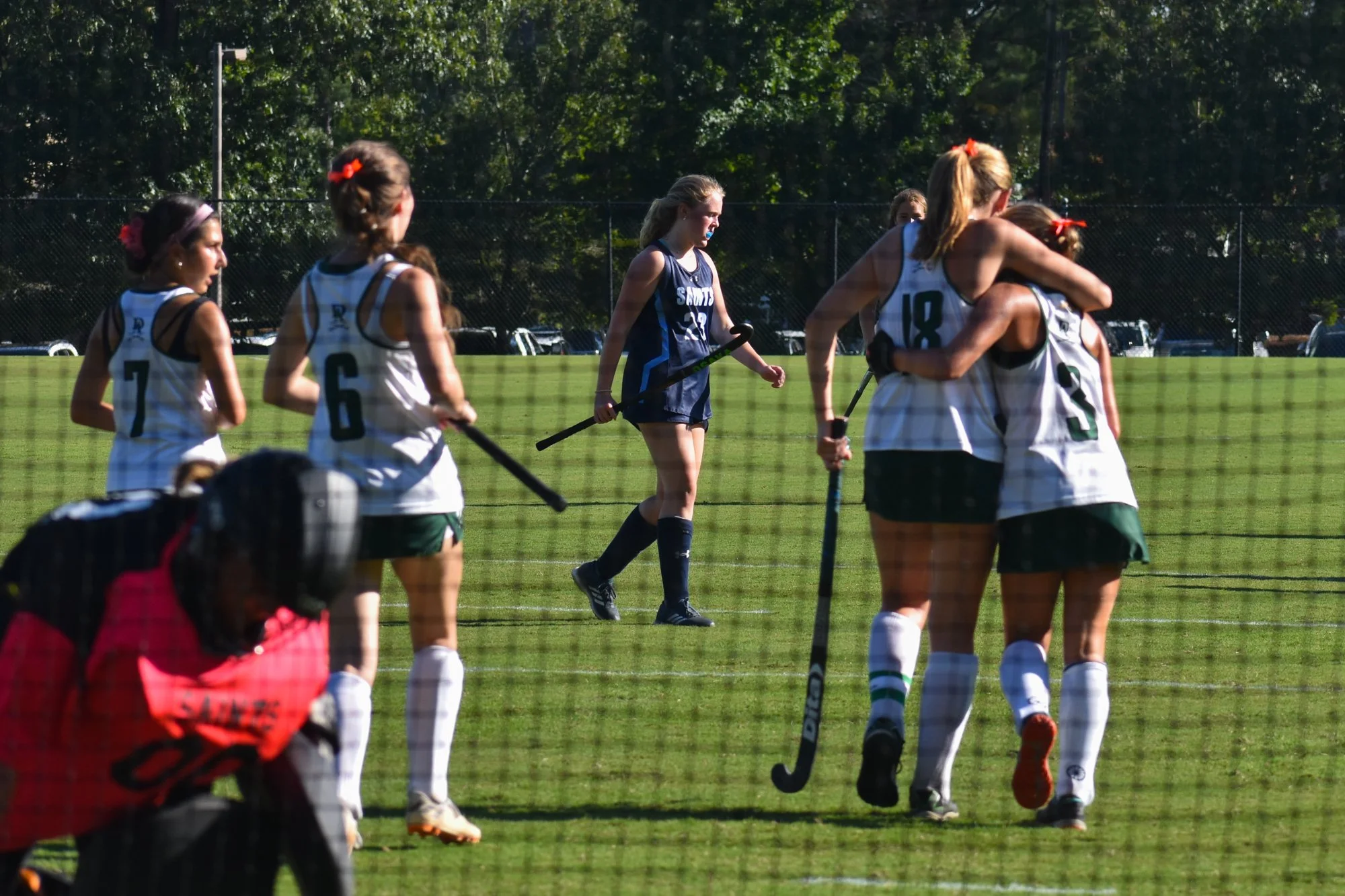 Logan Freedman (left) hugs Mae Sauer (right) after Mae scored a goal against Saint Mary’s School. Supica said the success from this season makes her proud and excited for the future. “It makes me think a lot about the future and the ability to contin