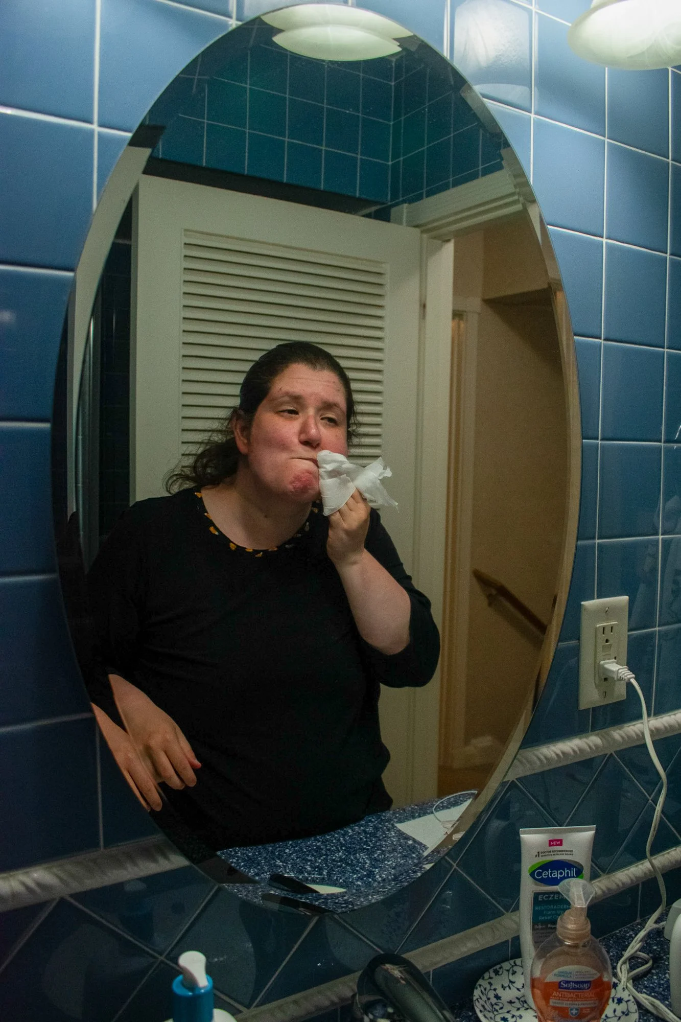 Andrea washes her face before bed on Tuesday, June 3. 

She said Andrea’s growth is a success story in itself.

“She was always a success. There are good parts of it, there are bad parts, but look at what she can do.”

Marge said that Andrea taught h