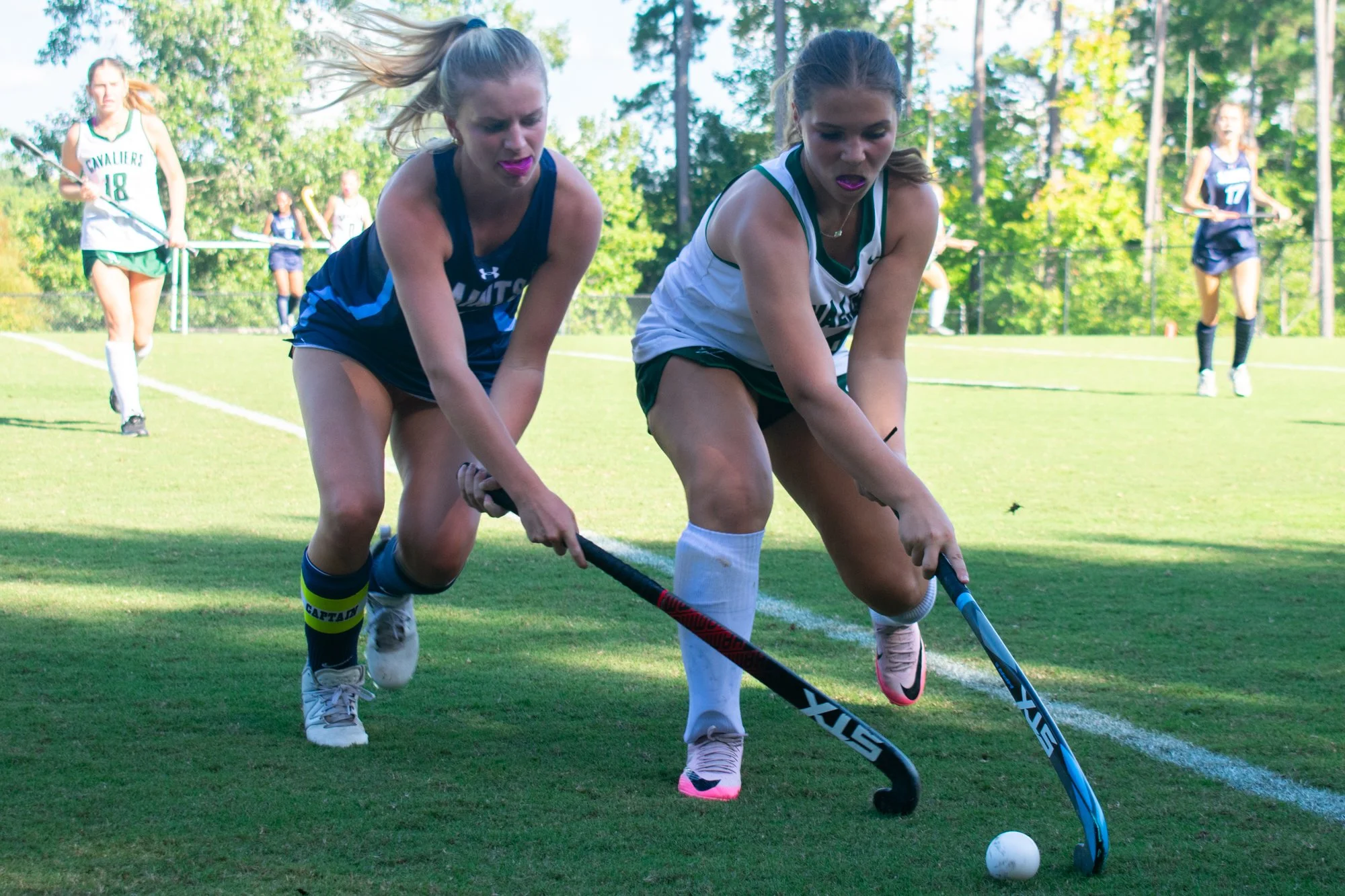 Vera Ruth fights for the ball against Saint Mary’s School, the last game of the regular season. The team made it to the second round of playoffs before losing three to zero to Charlotte Latin. The team had not gotten that far in three years. Supica s