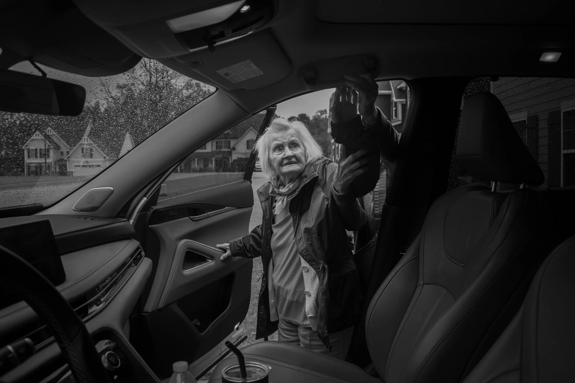 Tina helps Mary get into the car by guiding her hands onto the handle and lifting her body inside. Leaving the house is a rare occasion for Mary, and it only happens when she has mandatory doctor’s appointments. Tina recently thought she might need t