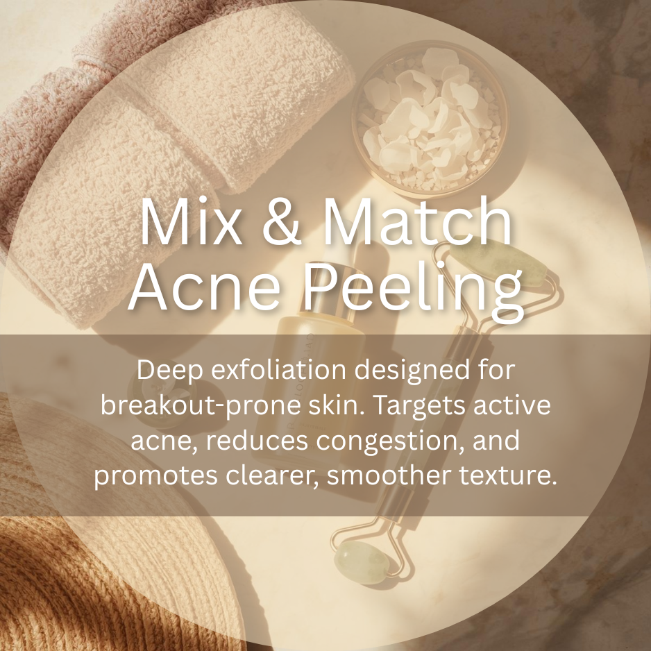 Towels, a bowl of white clay or skincare material, and a jade roller on a vanity or table