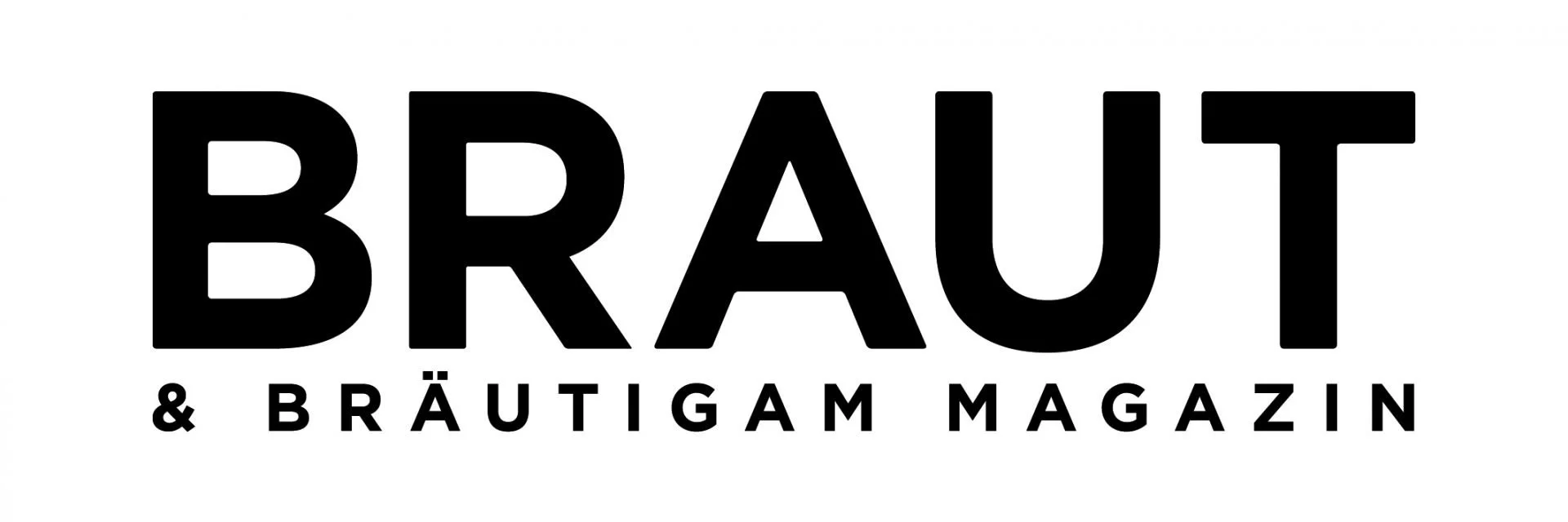 Black and white logo for 'BRAUT & BRÄUTIGAM MAGAZIN' with large bold text indicating the title and smaller text below.