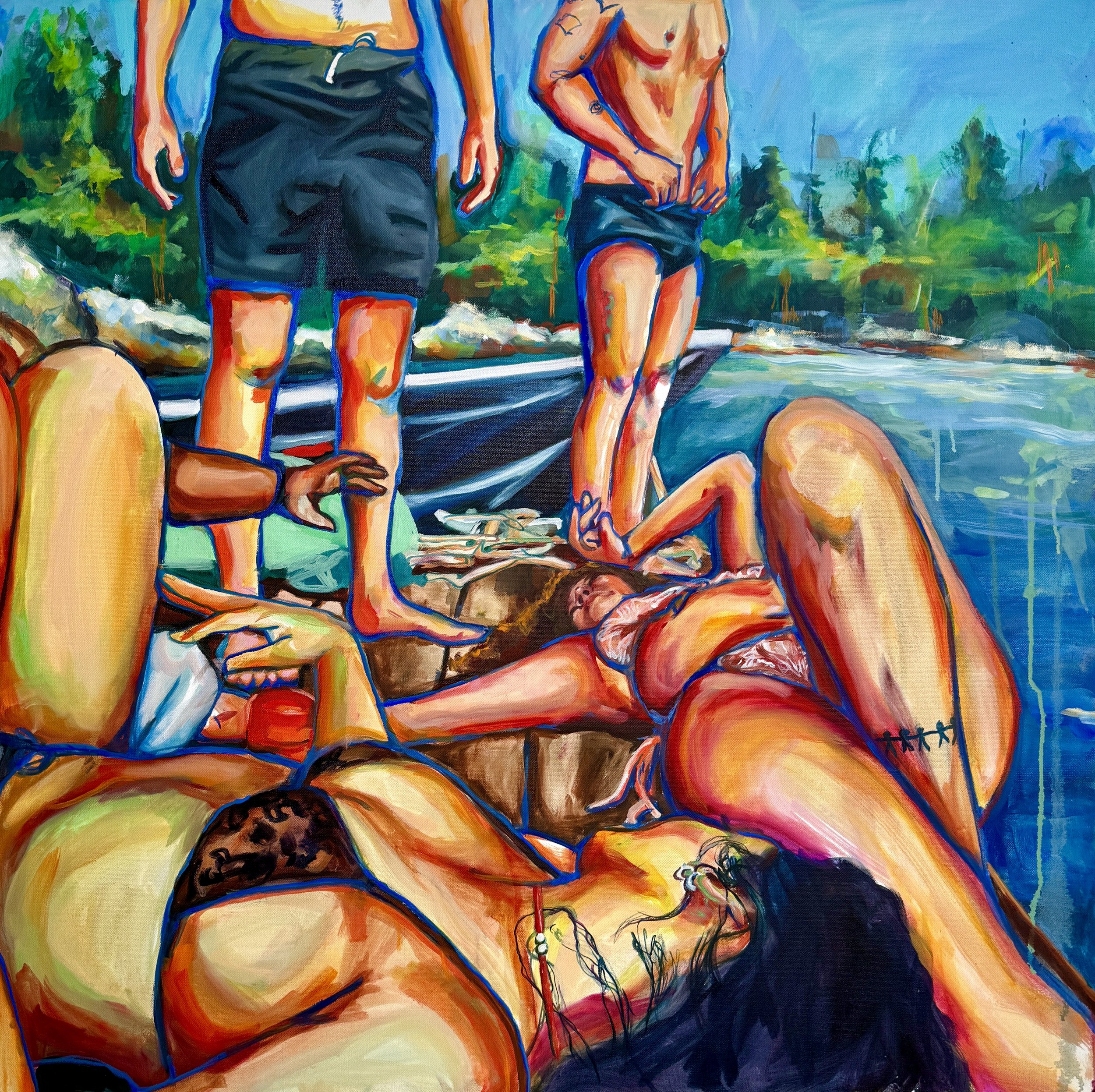 Dock Days, 2025, 36 in x 36 in (91.44 cm x91.44 cm), Oil on Canvas