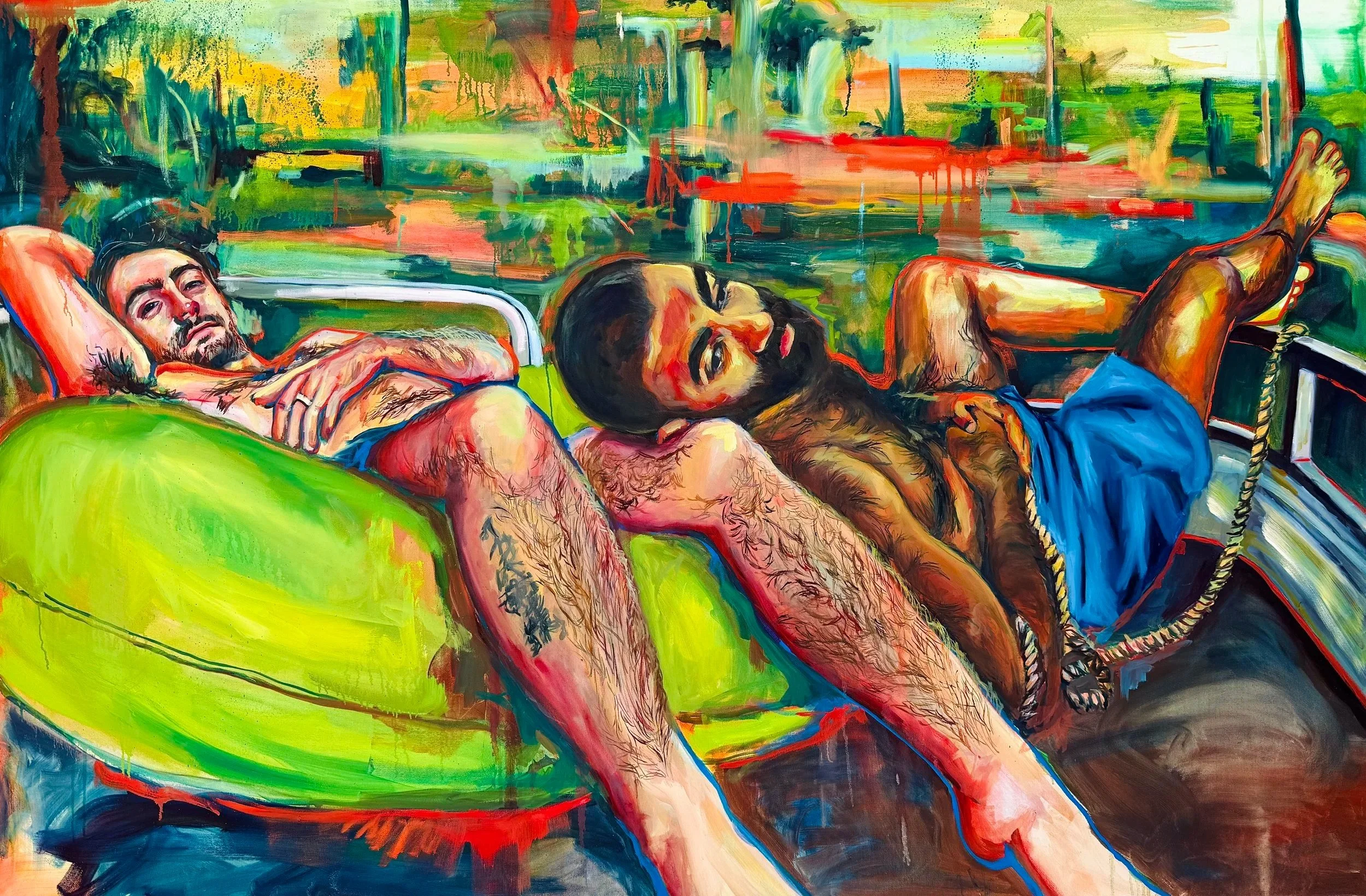 Our Dull Life, 2025, 48 in x 72 in, (121.92 cm x 182.88 cm), Oil on Canvas