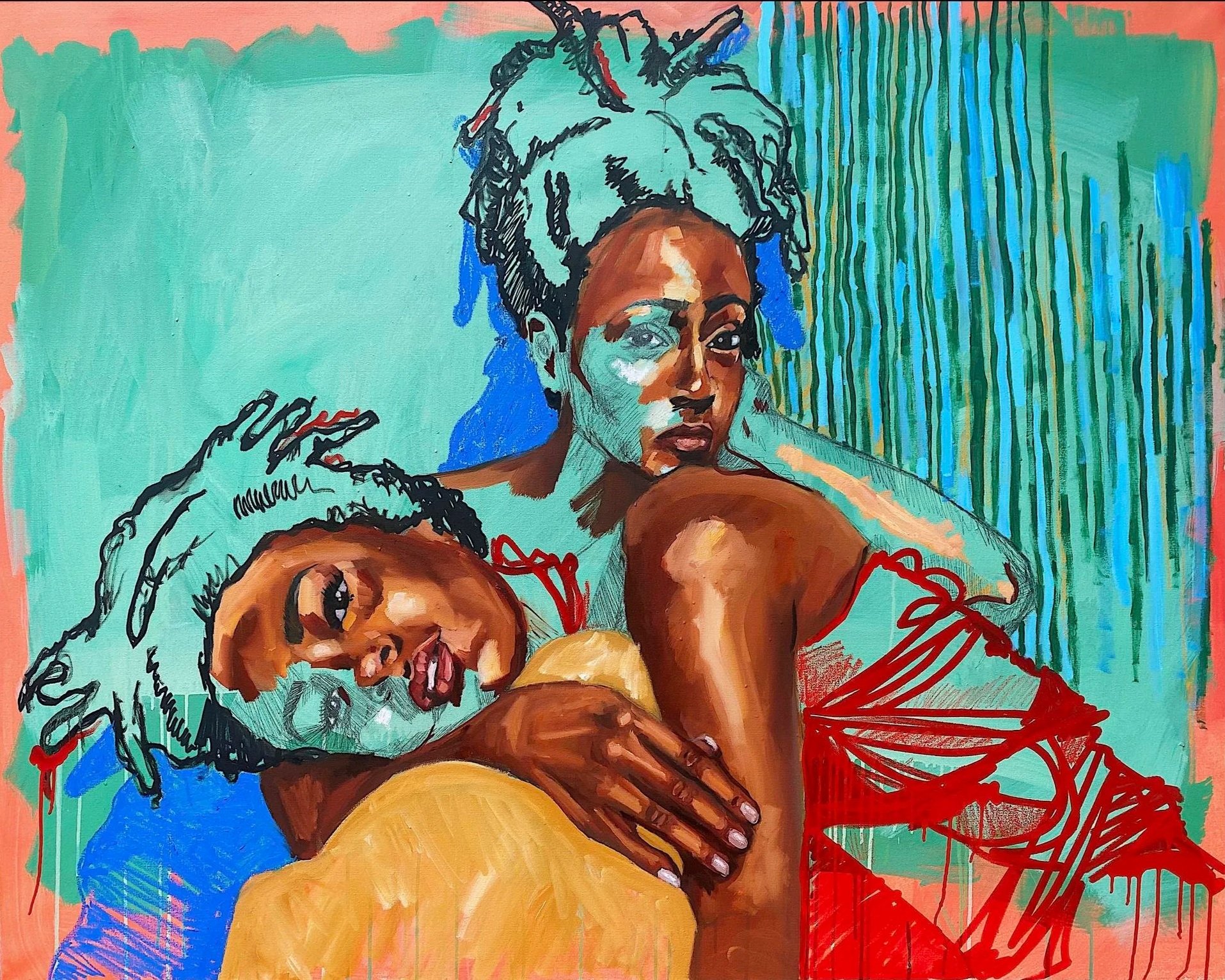 Face Value, 2022, 48 in x 60 in ( 121.92 cm x 152.4 cm), Mixed Media on Canvas